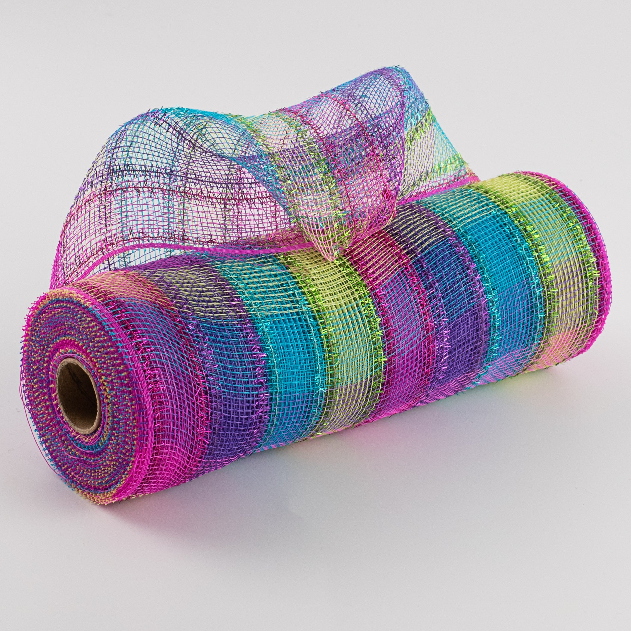 10" Poly Deco Tinsel Mesh: Fuchsia, Purple, Lime, Turquoise Check Item Number: RY841017