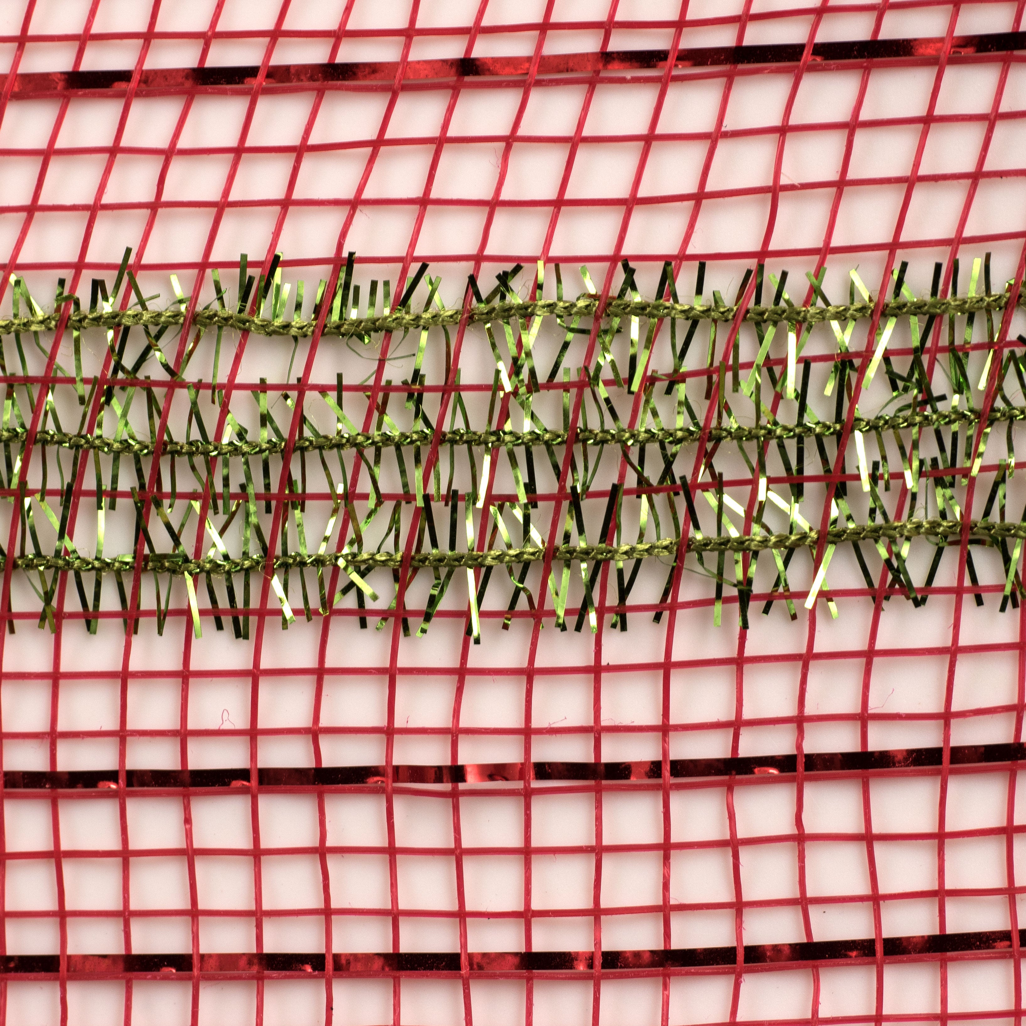 10" Poly Deco Tinsel Mesh: Red & Lime Green (10 Yards) detail photo 3
