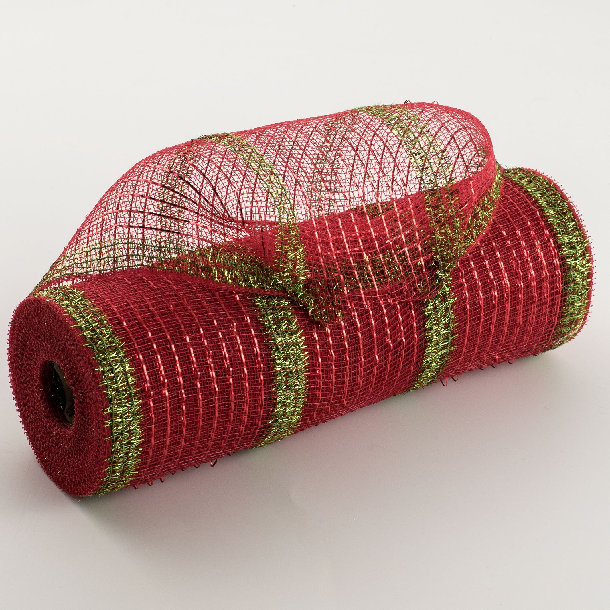 10" Poly Deco Tinsel Mesh: Red & Lime Green (10 Yards) Item Number: RY840134