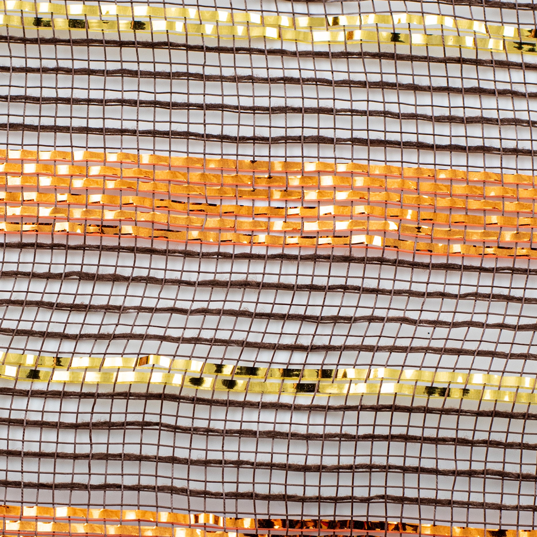 10" Poly Faux Jute Metallic Mesh: Brown, Orange, Gold detail photo 3