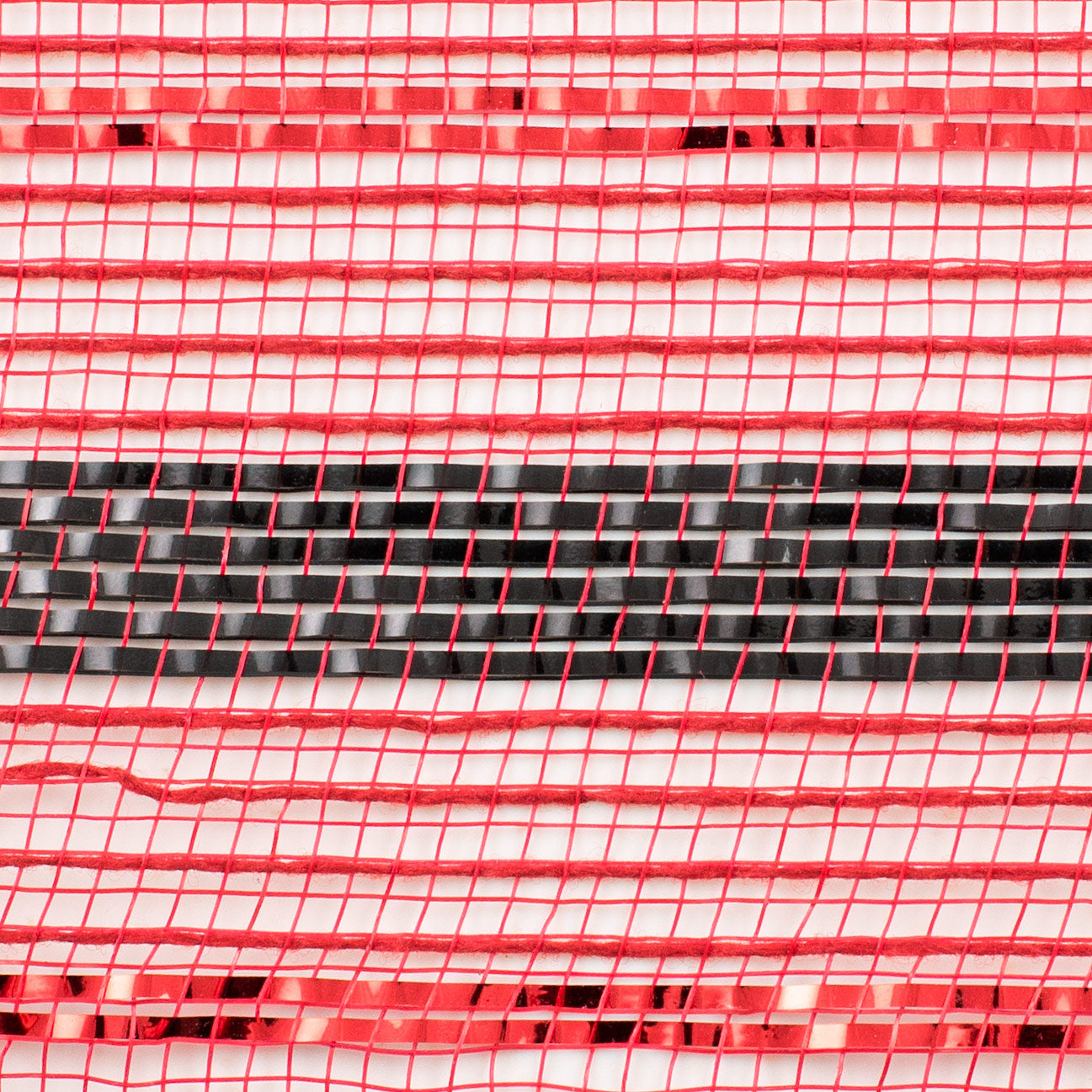 10" Poly Faux Jute Metallic Mesh: Red & Black detail photo 3