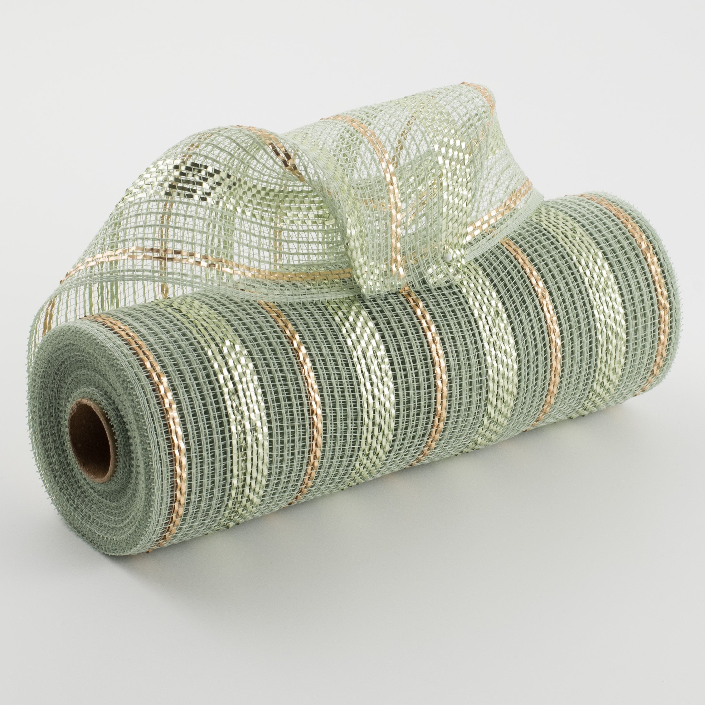 10" Poly Faux Jute Metallic Mesh: Sage & Champagne Item Number: RY8020R7