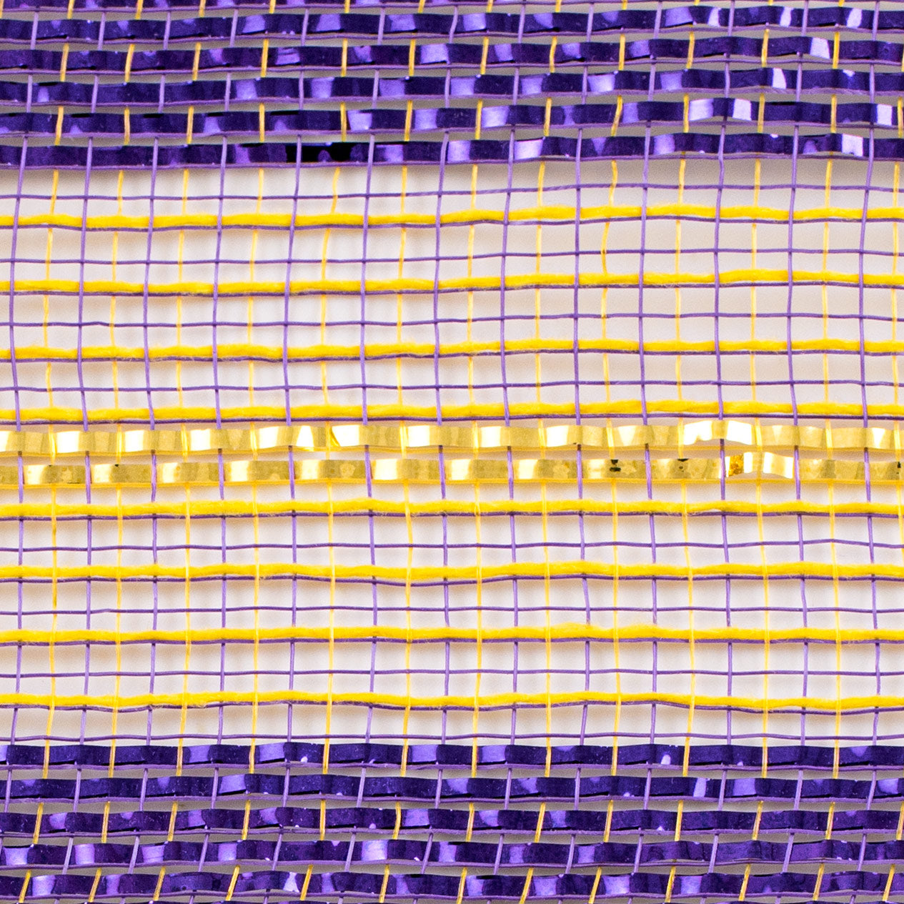 10" Poly Faux Jute Metallic Mesh: Yellow & Purple detail photo 3