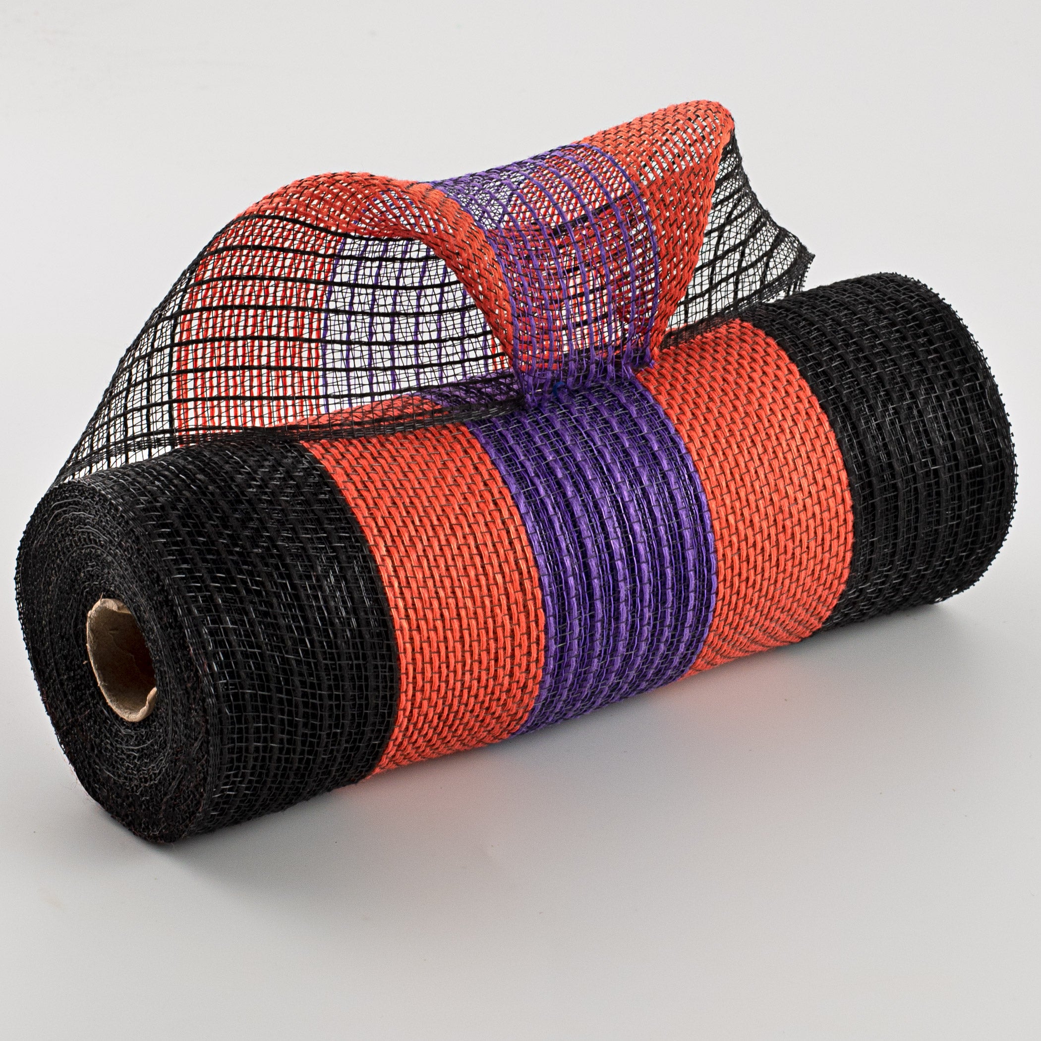 10" Poly Jute Deco Mesh: Black, Orange, Purple Wide Stripe Item Number: RY8301E9