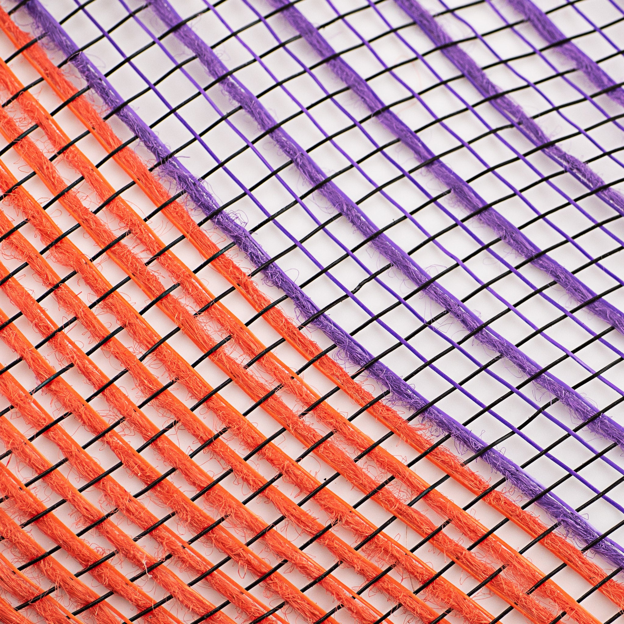 21" Poly Jute Deco Mesh: Black, Orange, Purple Wide Stripe detail photo 3
