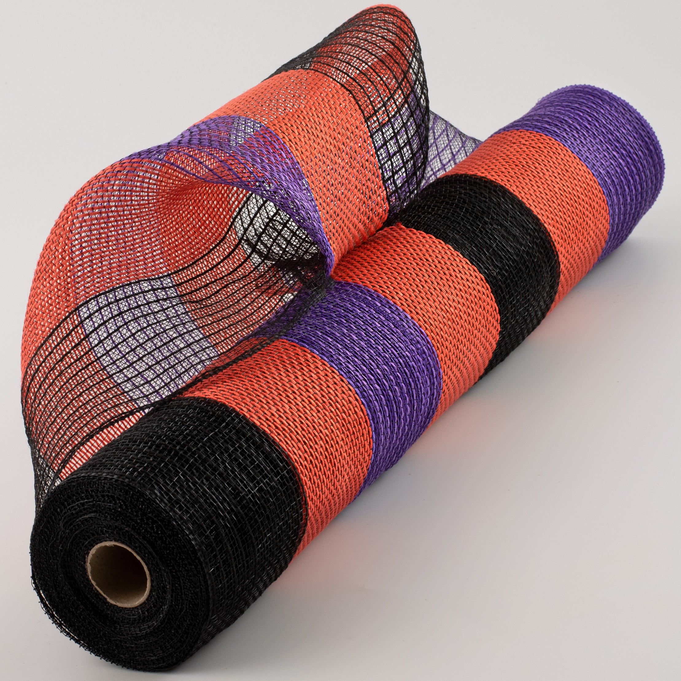 21" Poly Jute Deco Mesh: Black, Orange, Purple Wide Stripe Item Number: RY9301E9
