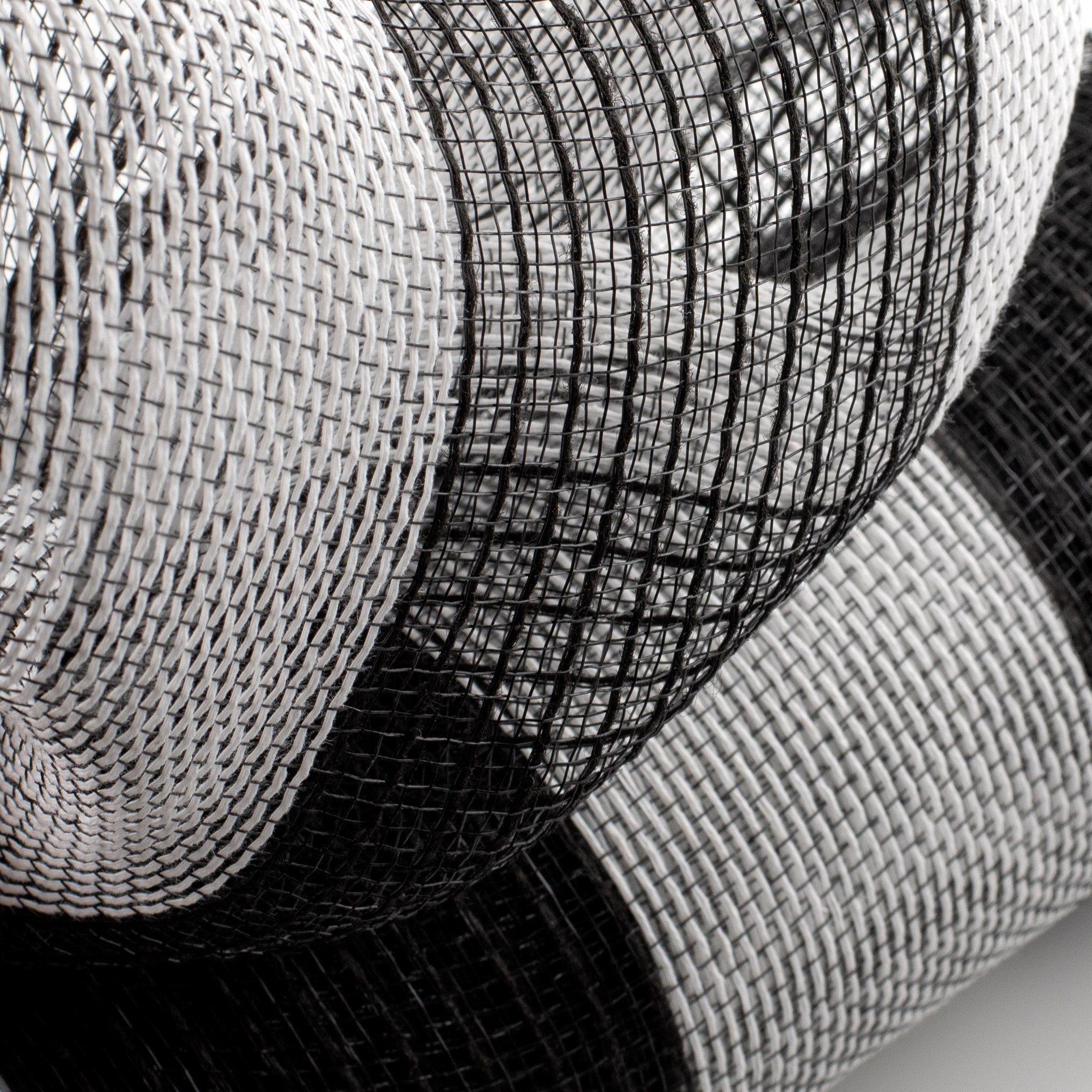 21" Poly Jute Deco Mesh: Black & White Wide Stripe (10 Yards) Lifestyle Photo