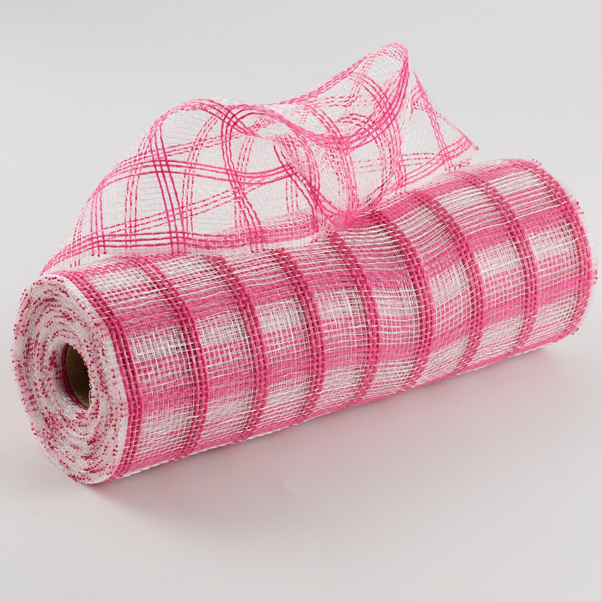 10" Poly Jute Deco Mesh: Dark Pink & Clear Check Item Number: RY8306F1
