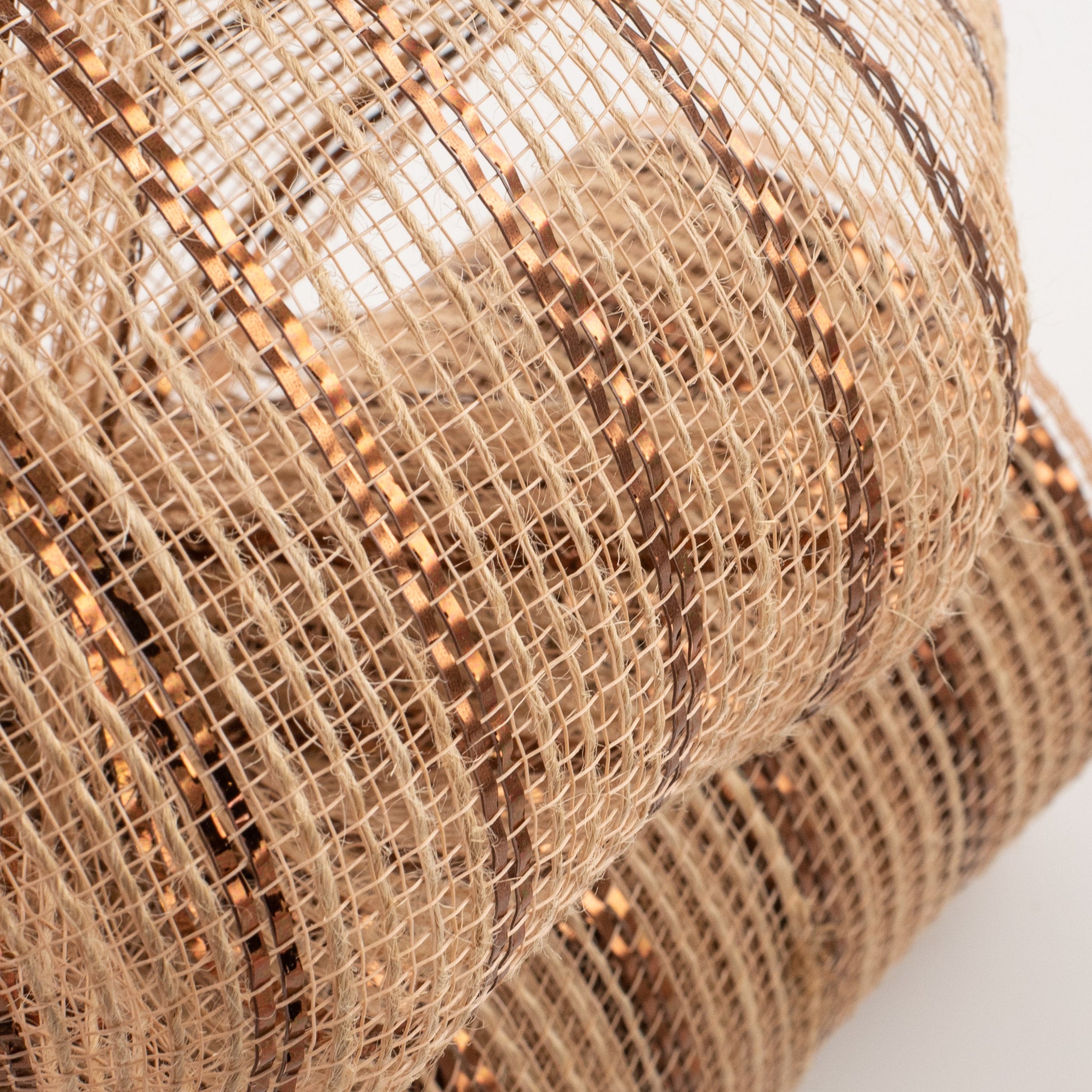 10" Poly Jute Deco Mesh: Natural & Brown Metallic Stripe (10 Yards) Lifestyle Photo