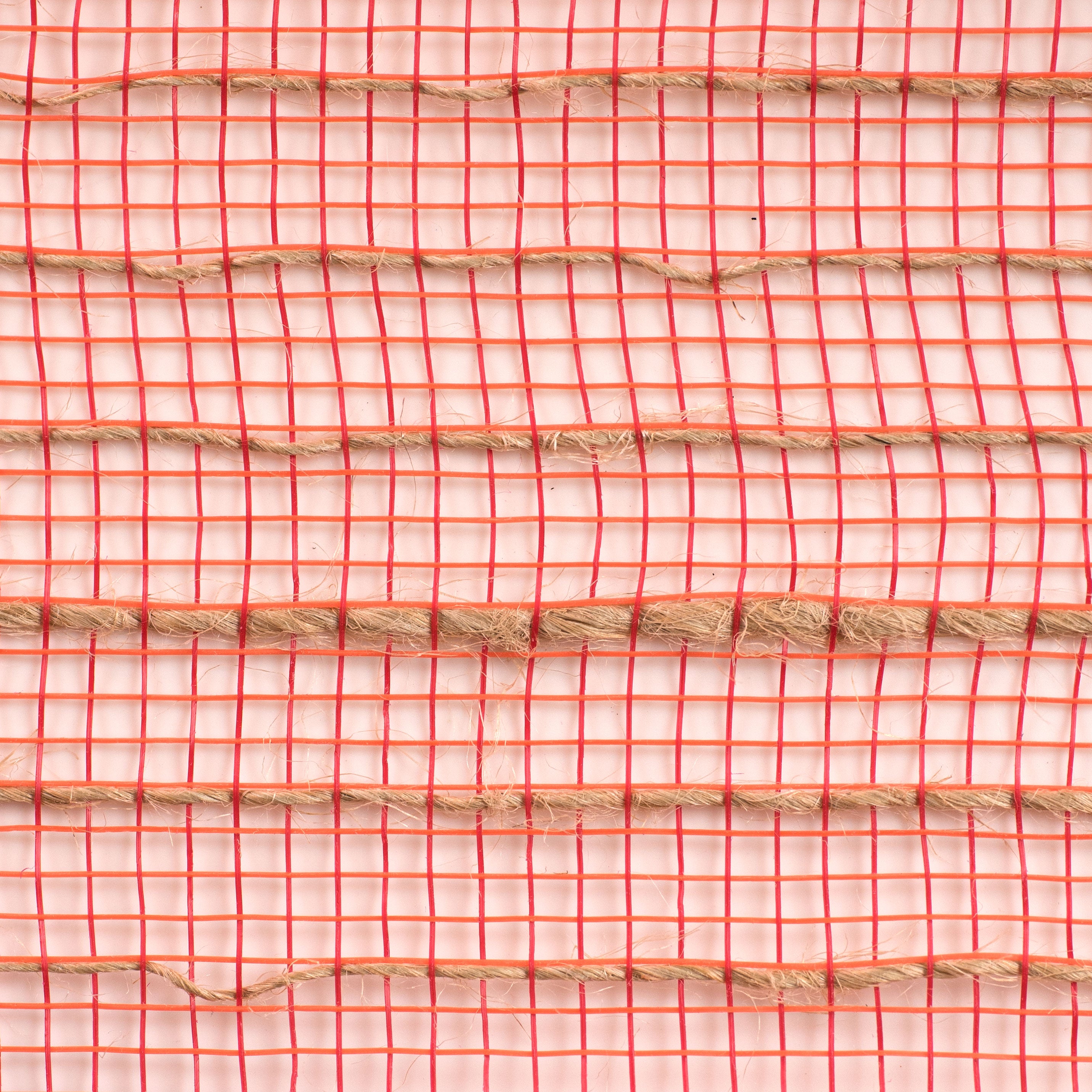 21" Poly Jute Deco Mesh: Orange, Red, & Natural Thin Stripe (10 Yards) detail photo 3