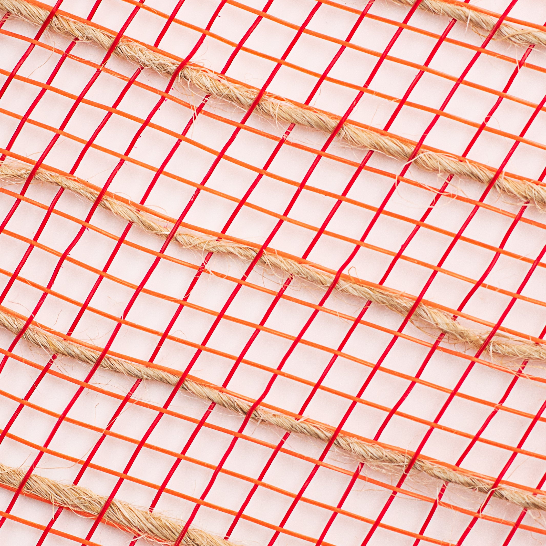 10" Poly Jute Deco Mesh: Orange, Red, & Natural Thin Stripe (10 Yards) detail photo 3