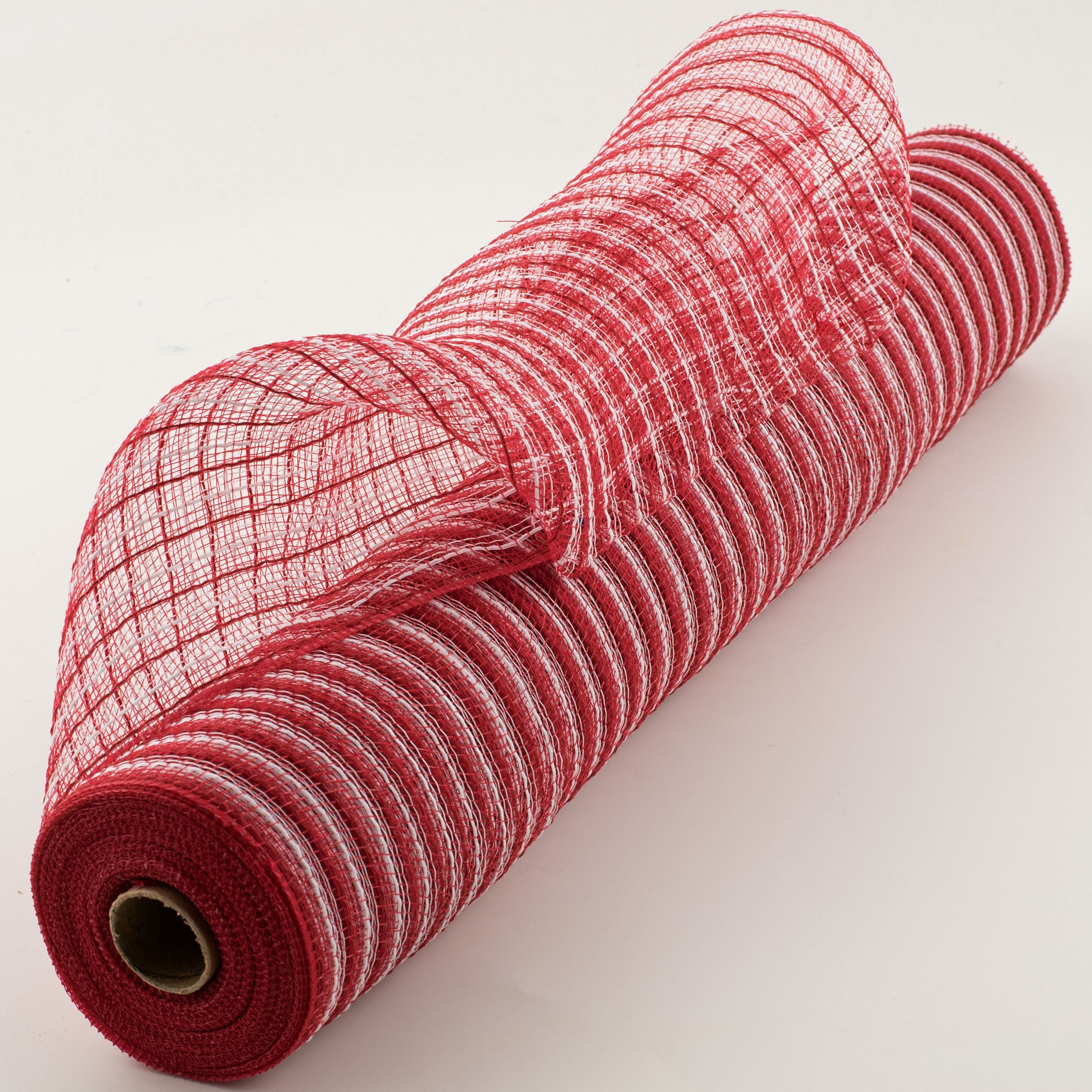 21" Poly Jute Deco Mesh: Red & White Thin Stripe (10 Yards) Item Number: RY900249