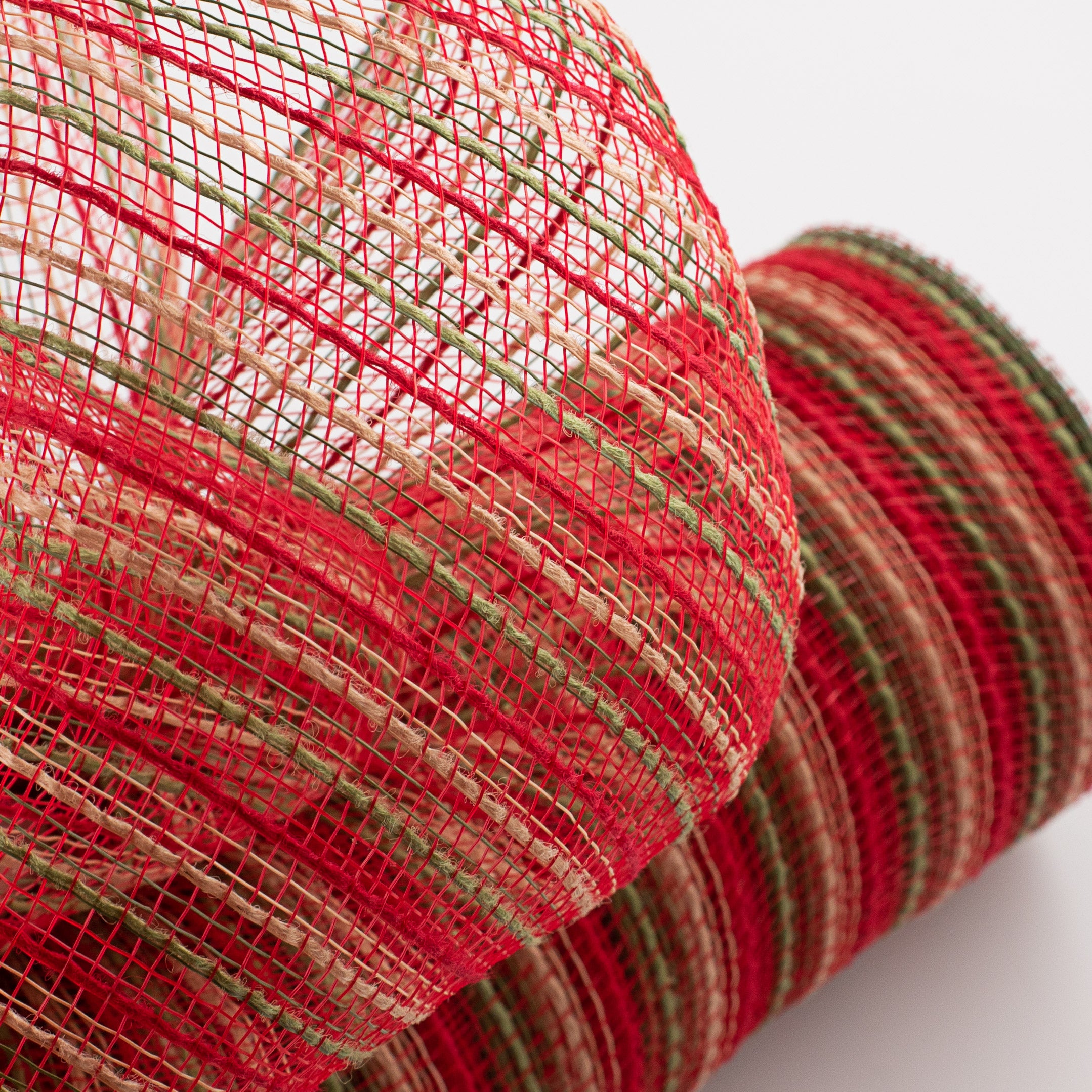 10" Poly Jute Deco Mesh: Red/Moss Green/Natural Lifestyle Photo