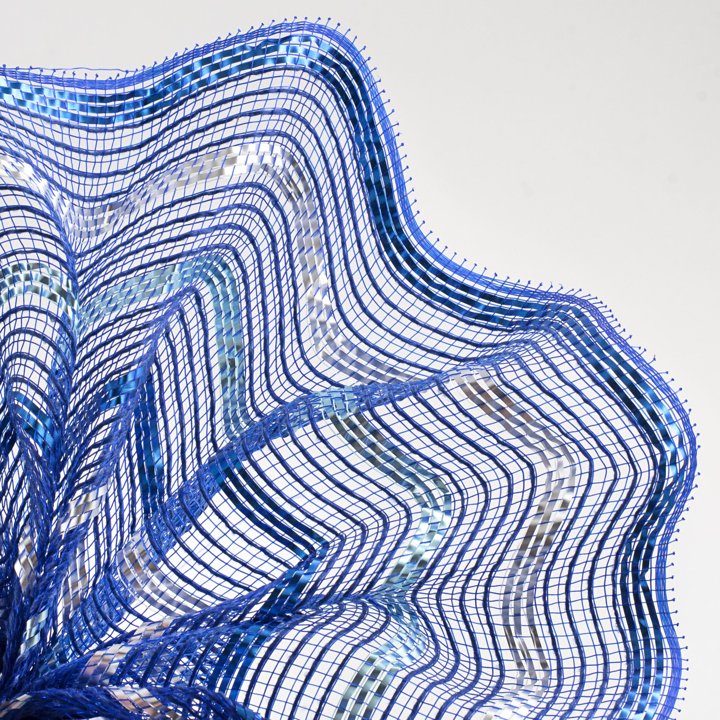 10" Poly Jute Deco Mesh: Royal & Metallic Blue, Turquoise, Silver Lifestyle Photo