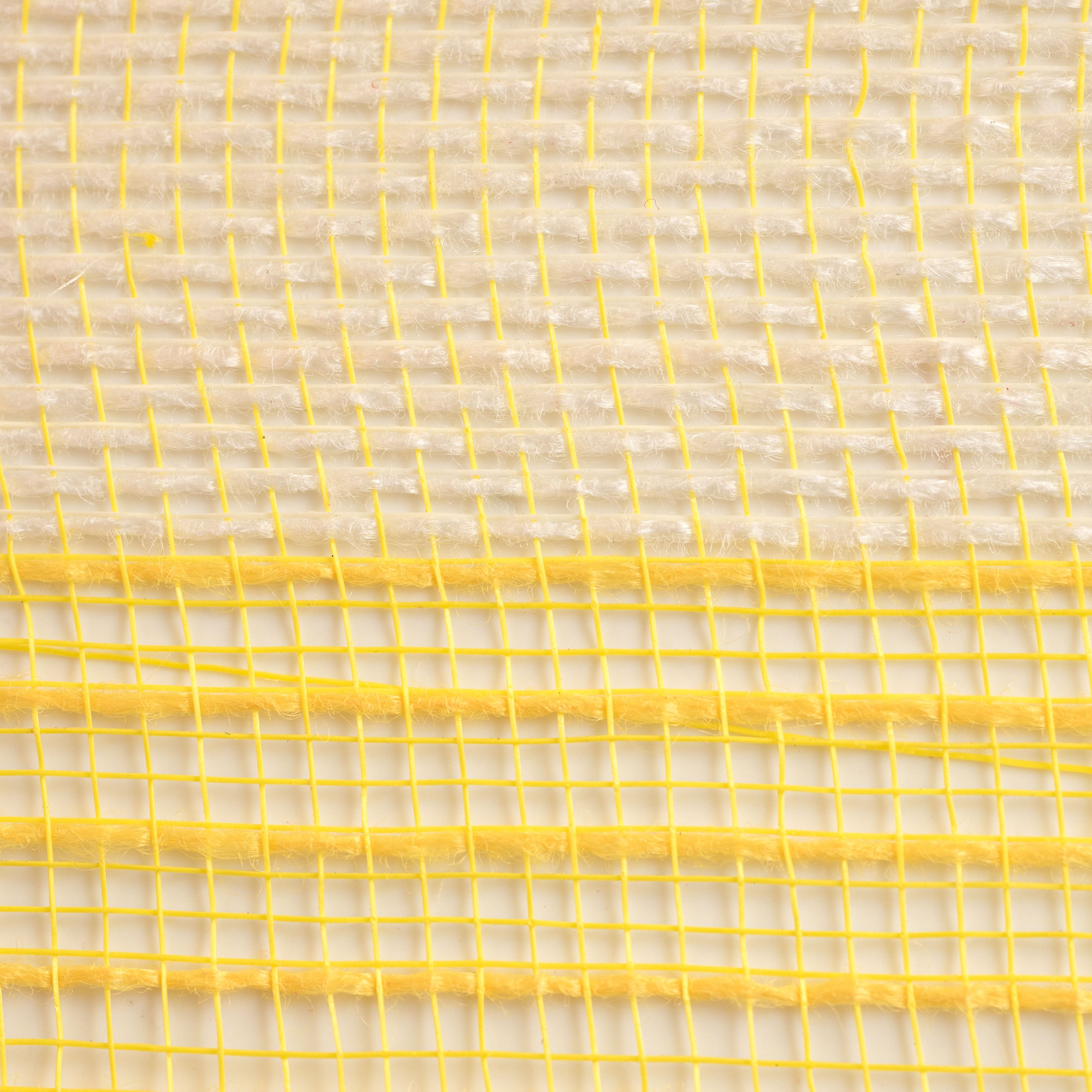 21" Poly Jute Deco Mesh: Yellow & Ivory Wide Stripe (10 Yards) detail photo 3