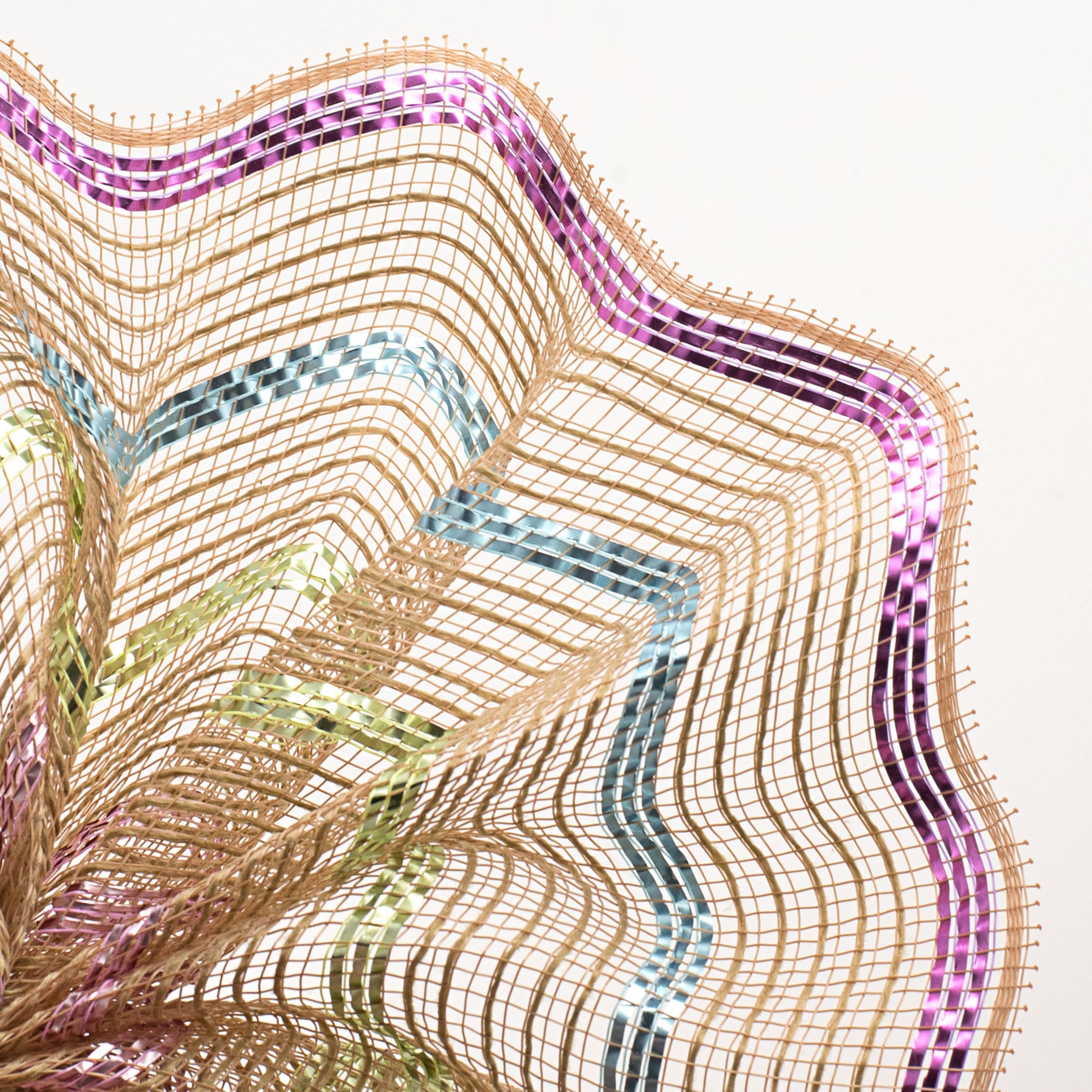 10" Poly Jute Matte Stripe Mesh: Natural & Metallic Pastels Lifestyle Photo