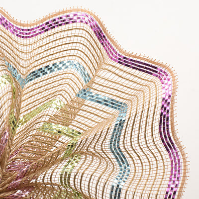 10" Poly Jute Matte Stripe Mesh: Natural & Metallic Pastels Lifestyle Photo