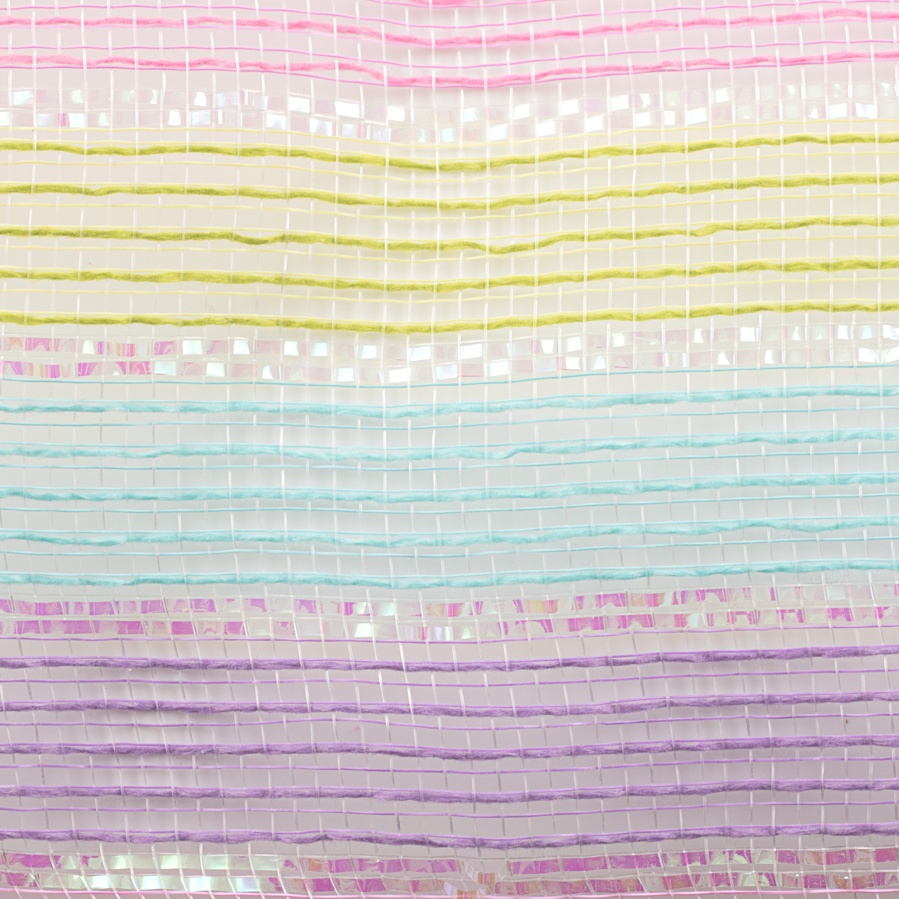 10" Poly Jute Shiny Stripe Mesh: White & Matte Pastels detail photo 3