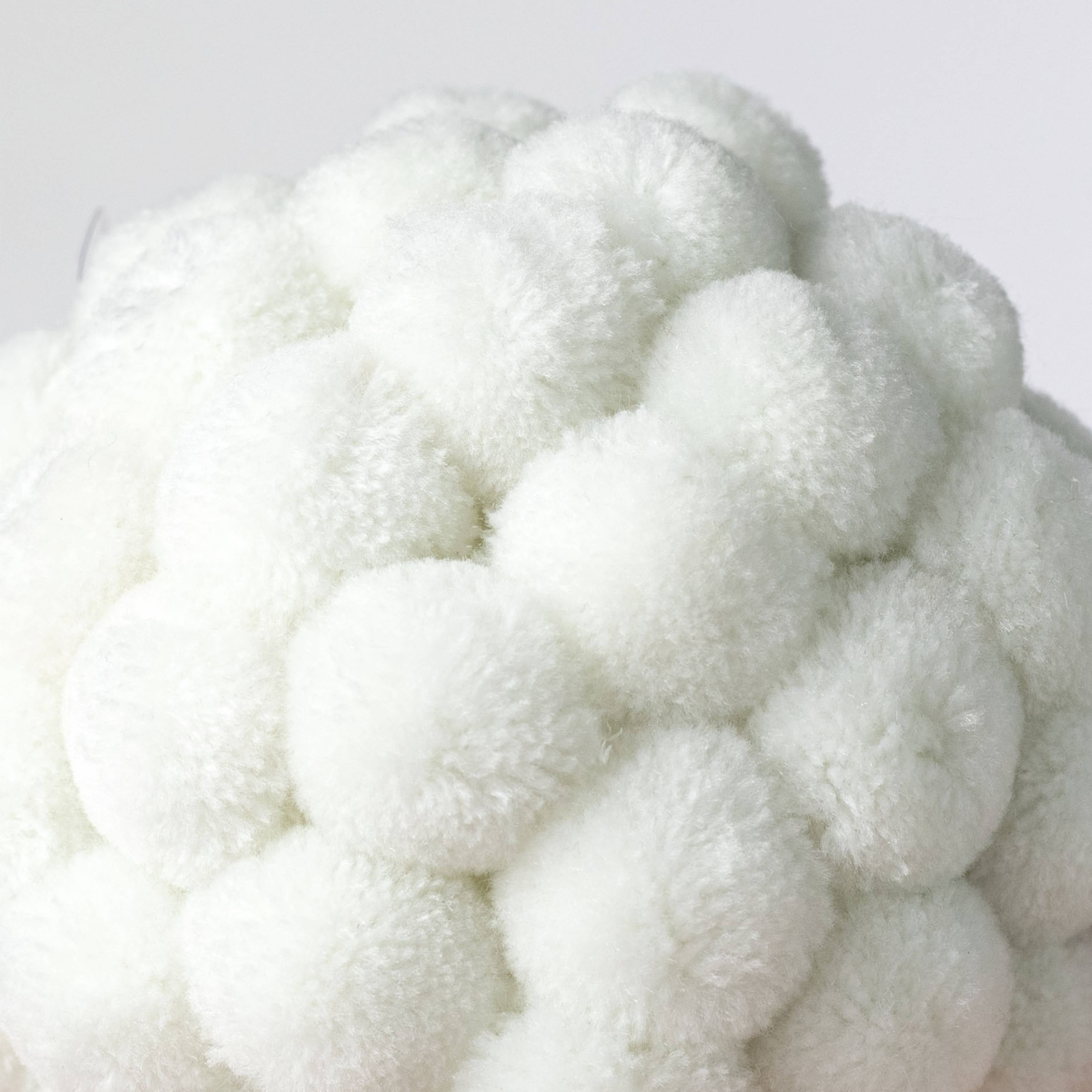 4.5" Pom Pom Ball Ornament: White detail photo 3