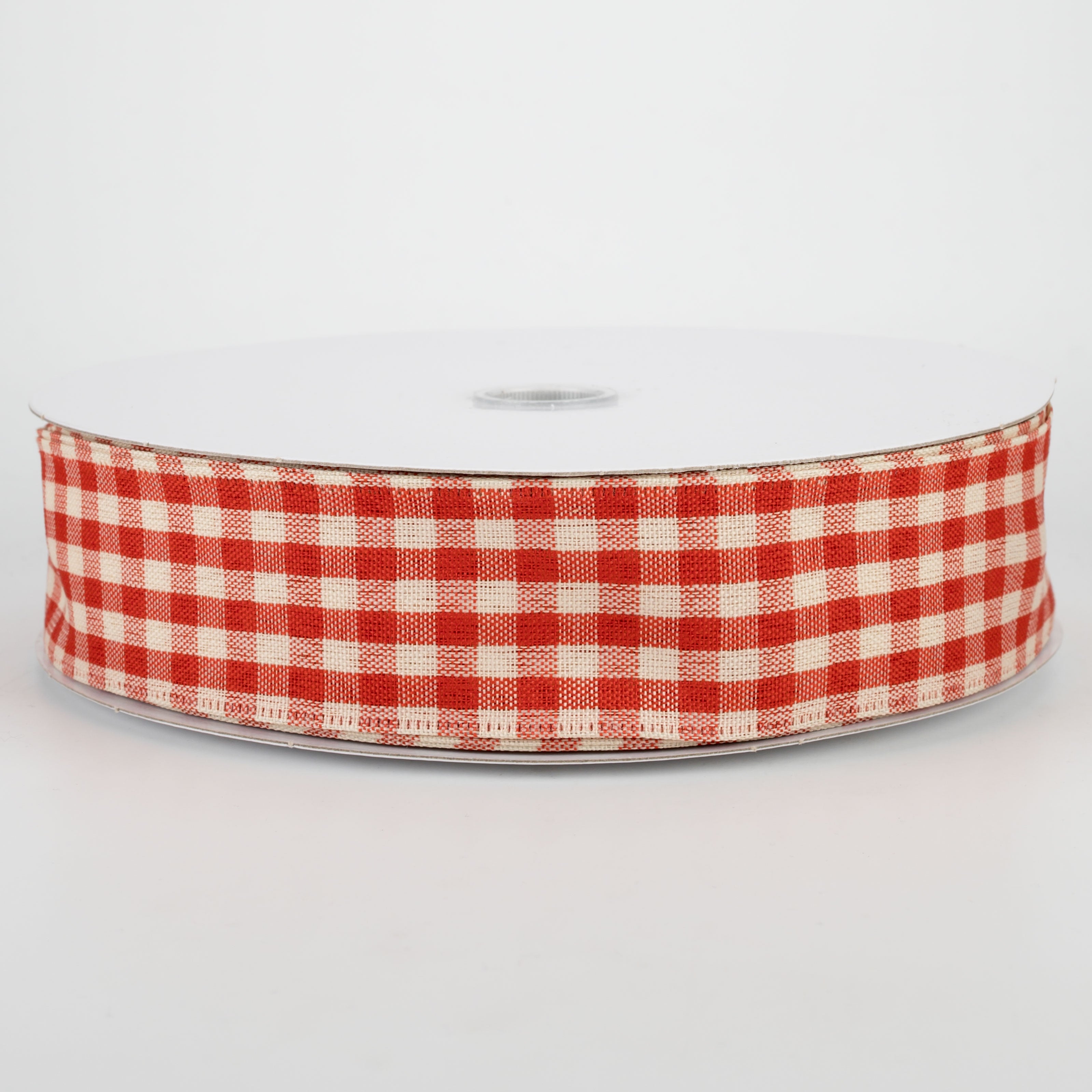 1.5" Primitive Gingham Ribbon: Rust & Natural (50 Yards)