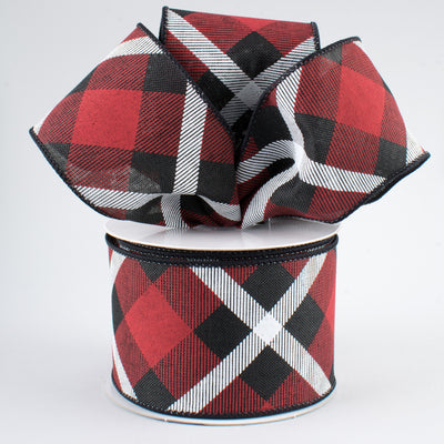 2.5" Printed Plaid Ribbon: Black, Red, White (10 Yards) Lifestyle Photo