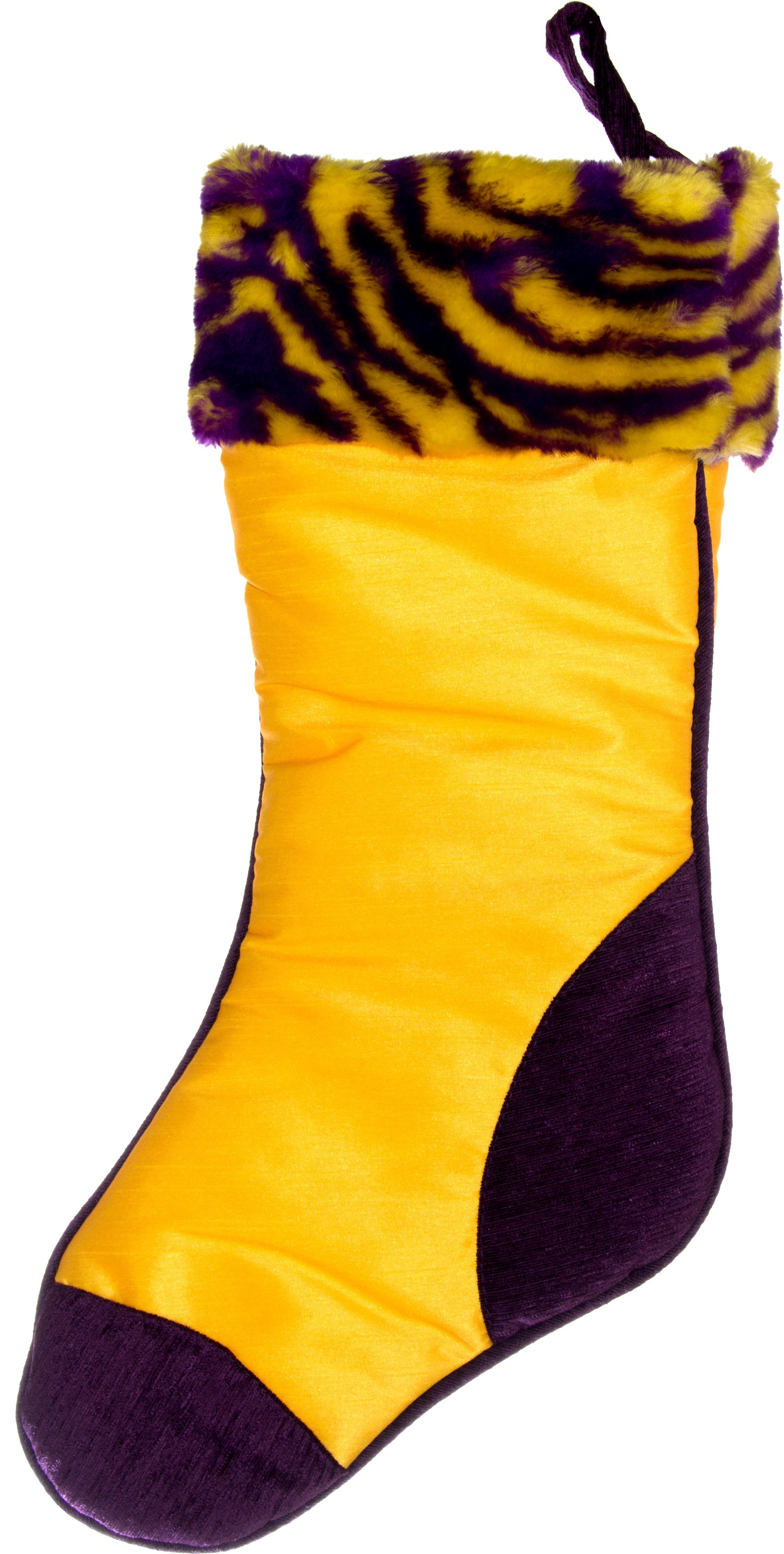 Purple & Gold Tiger Print Fur Stocking Item Number: RK2126