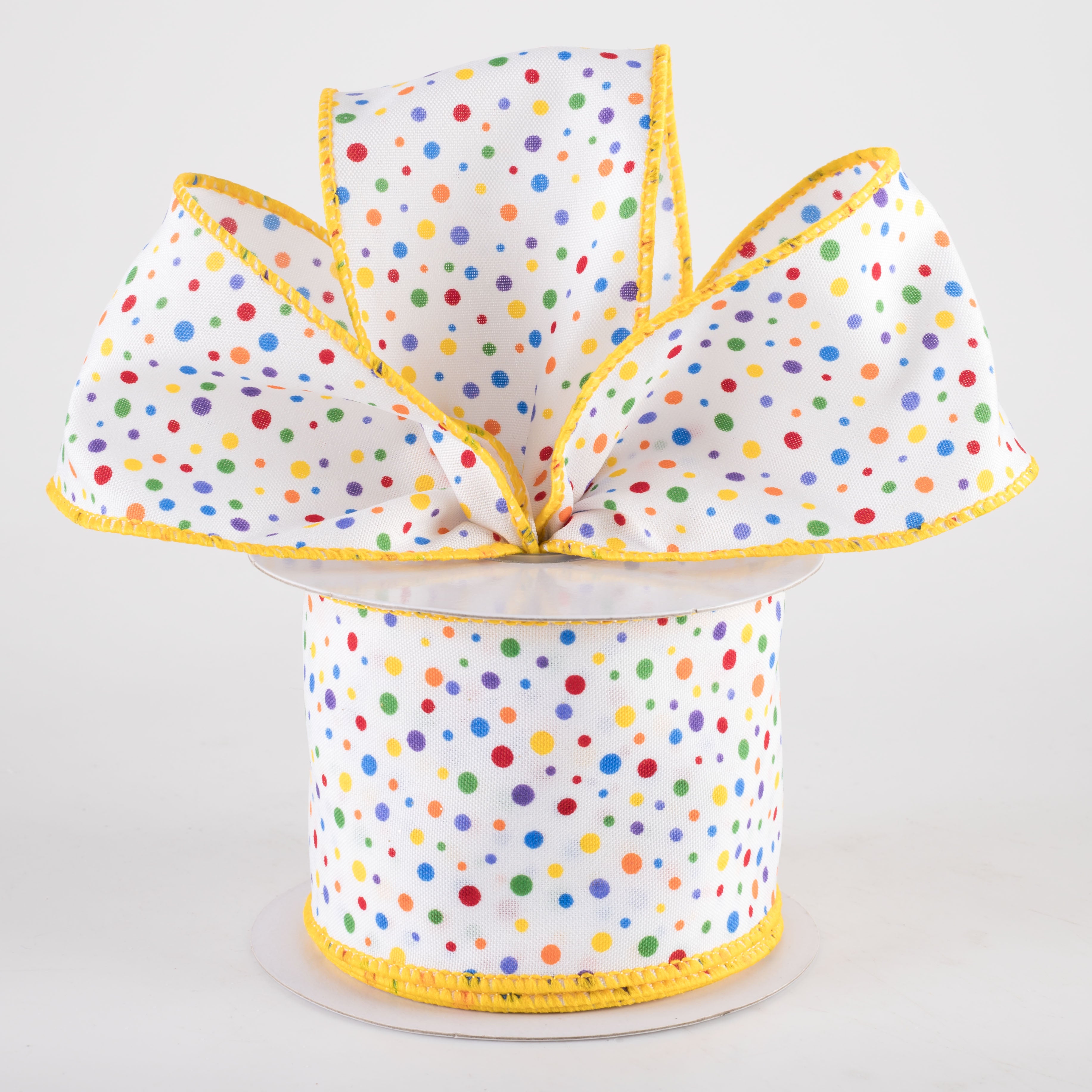 2.5" Rainbow Multi Mini Dot Ribbon (10 Yards) Lifestyle Photo