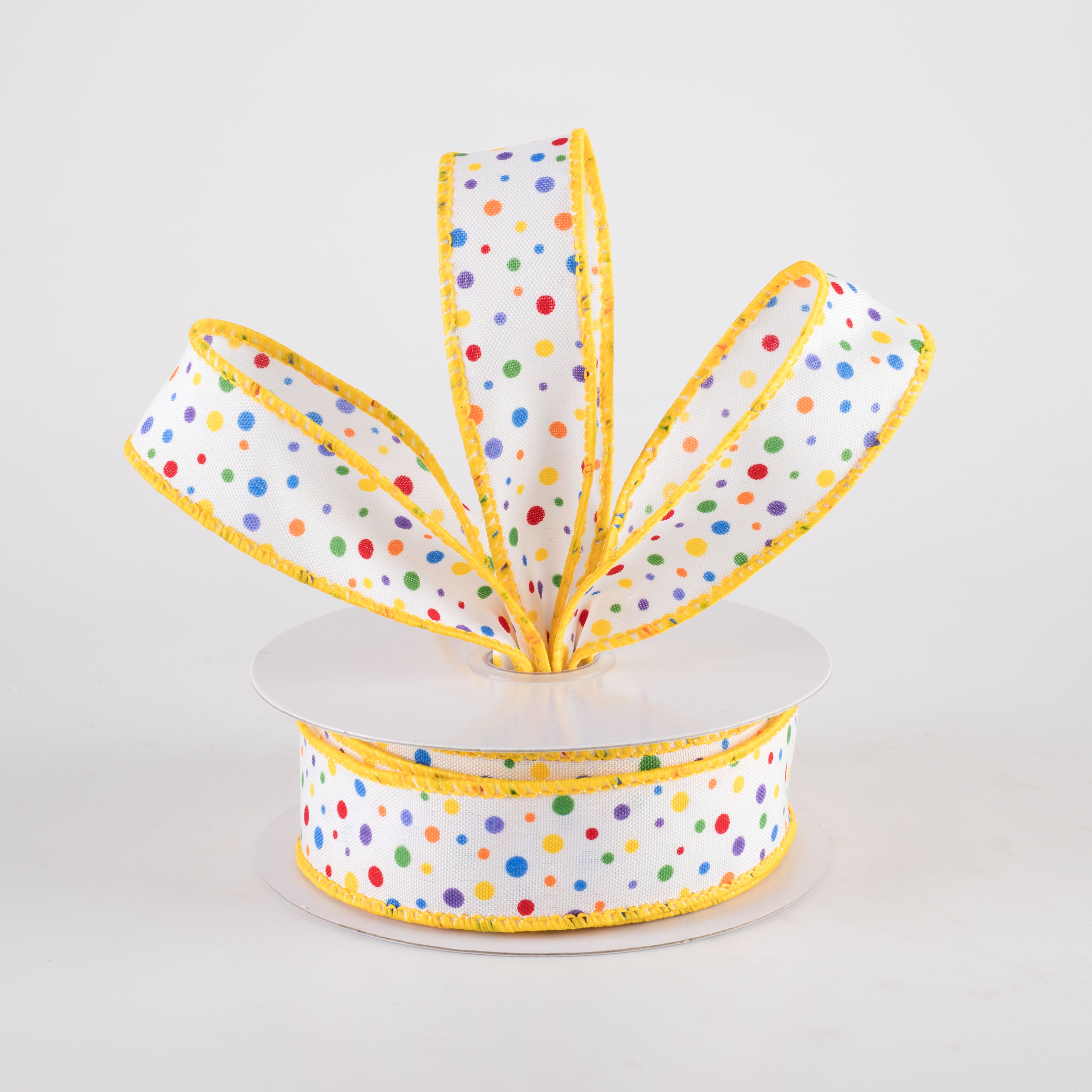 7/8" Rainbow Multi Mini Dot Ribbon (10 Yards) Lifestyle Photo