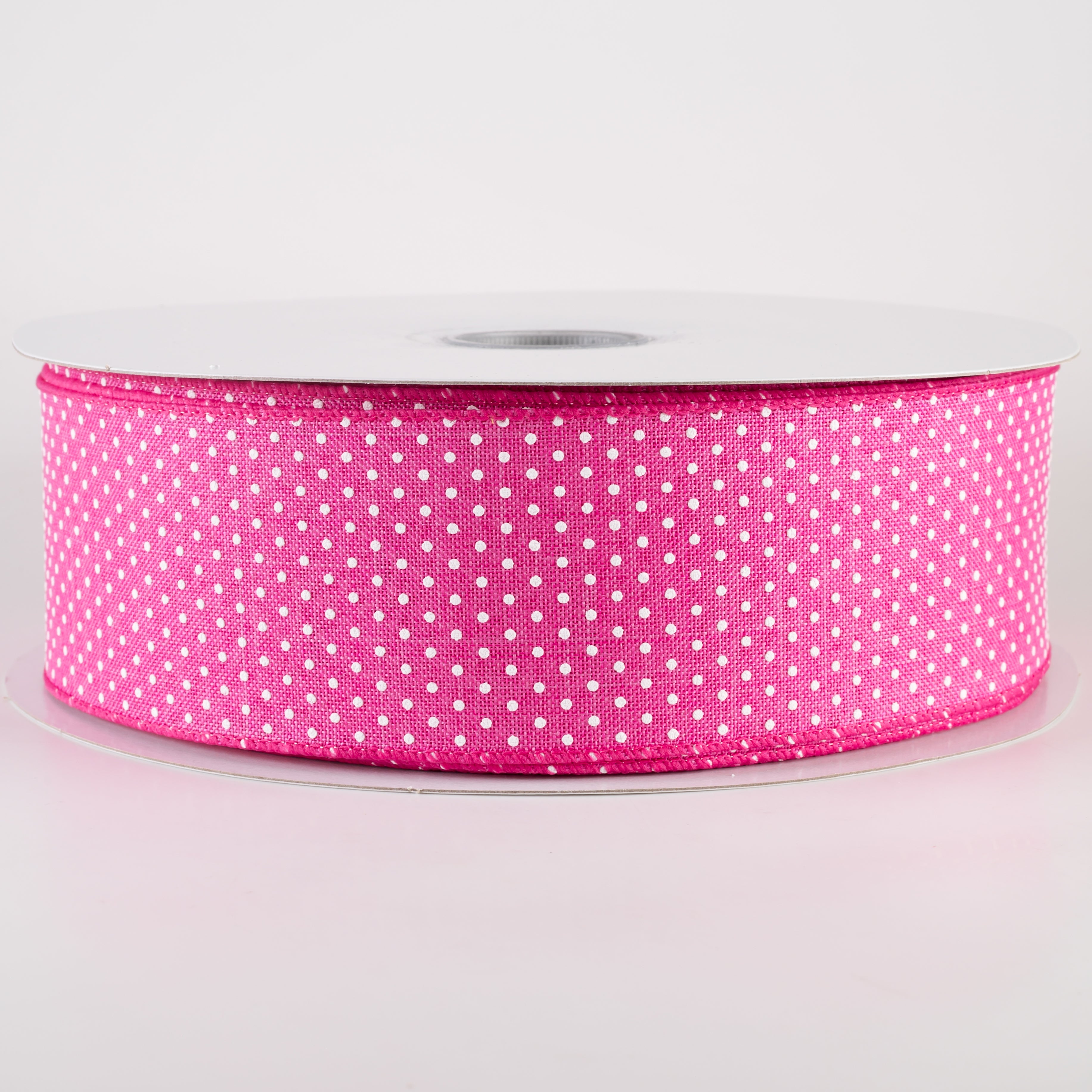 2.5" Raised Microdot Ribbon: Fuchsia Pink & White (50 Yards) Item Number: 841-40-340