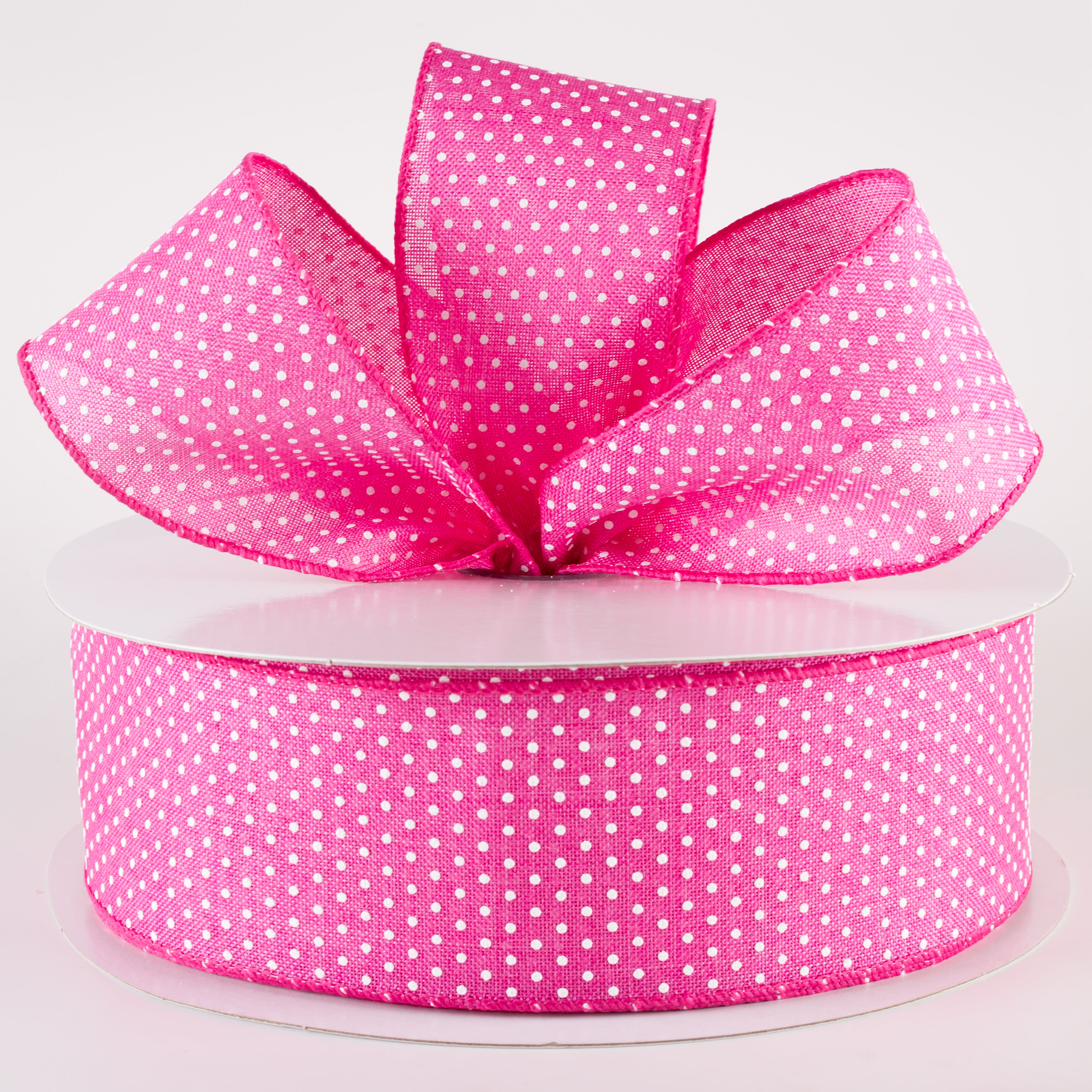 2.5" Raised Microdot Ribbon: Fuchsia Pink & White (50 Yards) Lifestyle Photo