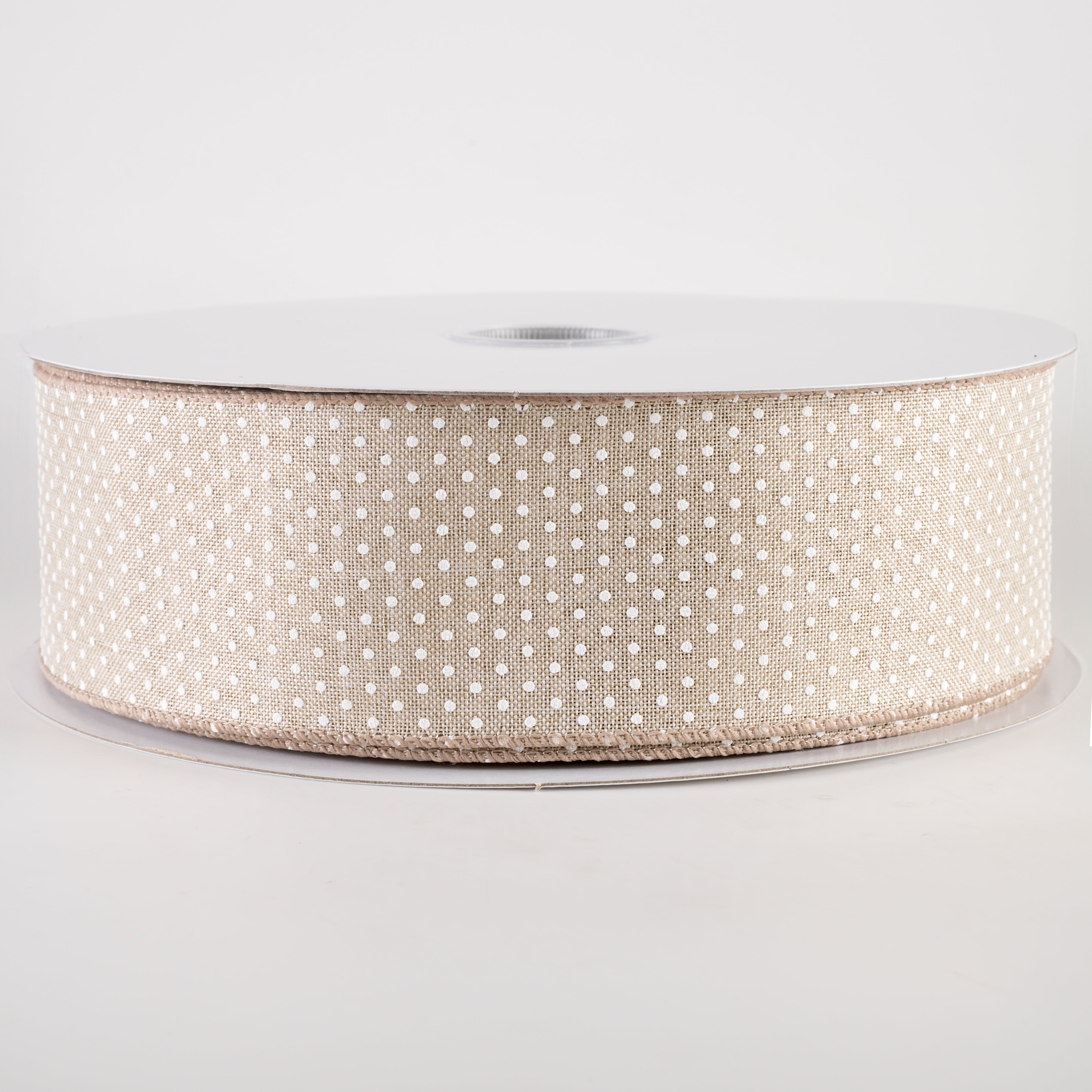 2.5" Raised Microdot Ribbon: Natural & White (50 Yards) Item Number: 841-40-337