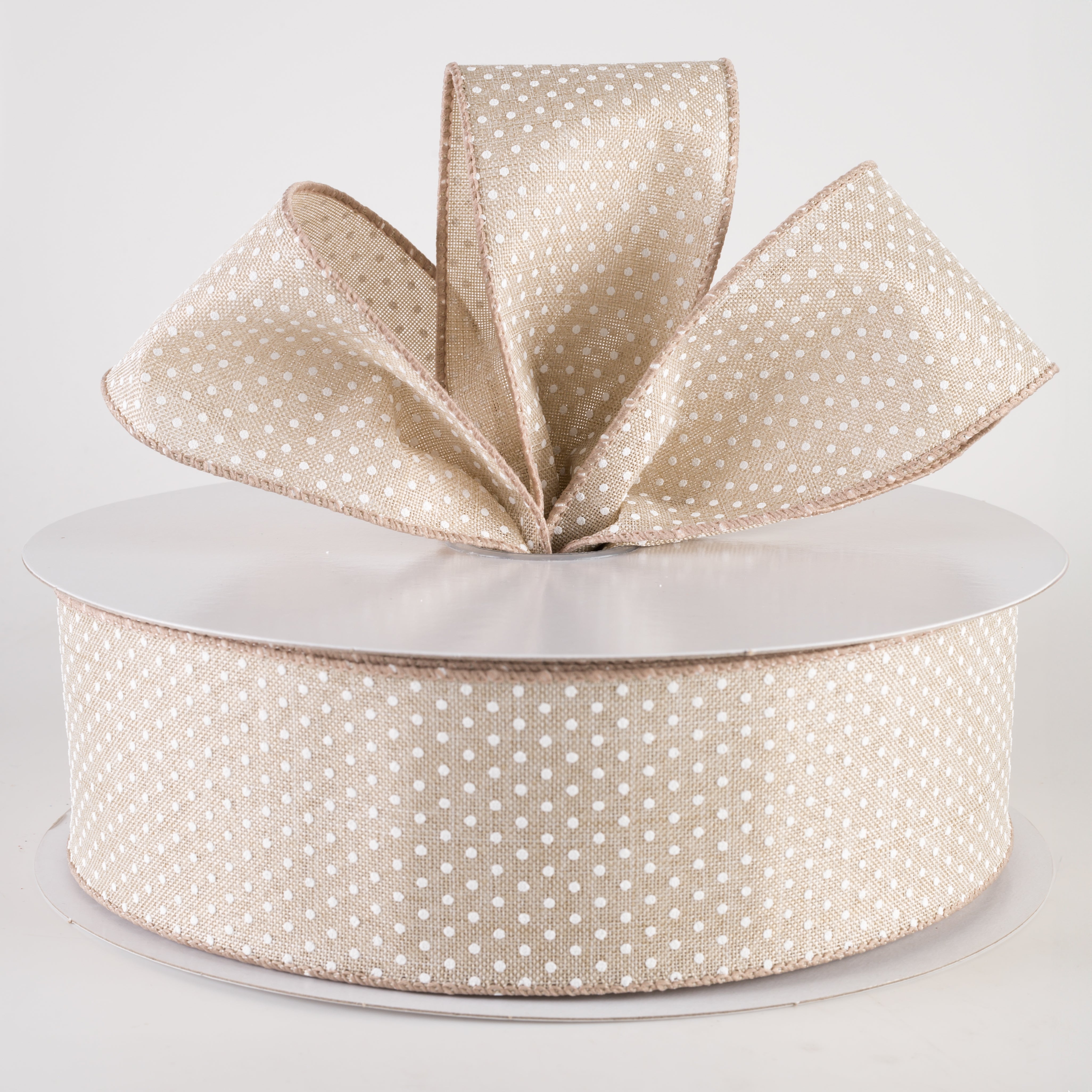 2.5" Raised Microdot Ribbon: Natural & White (50 Yards) Lifestyle Photo