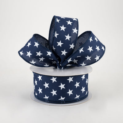 1.5" Random Star Ribbon: Navy Blue (10 Yards) Lifestyle Photo