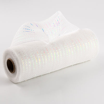 10" Poly Deco Mesh: Iridescent White