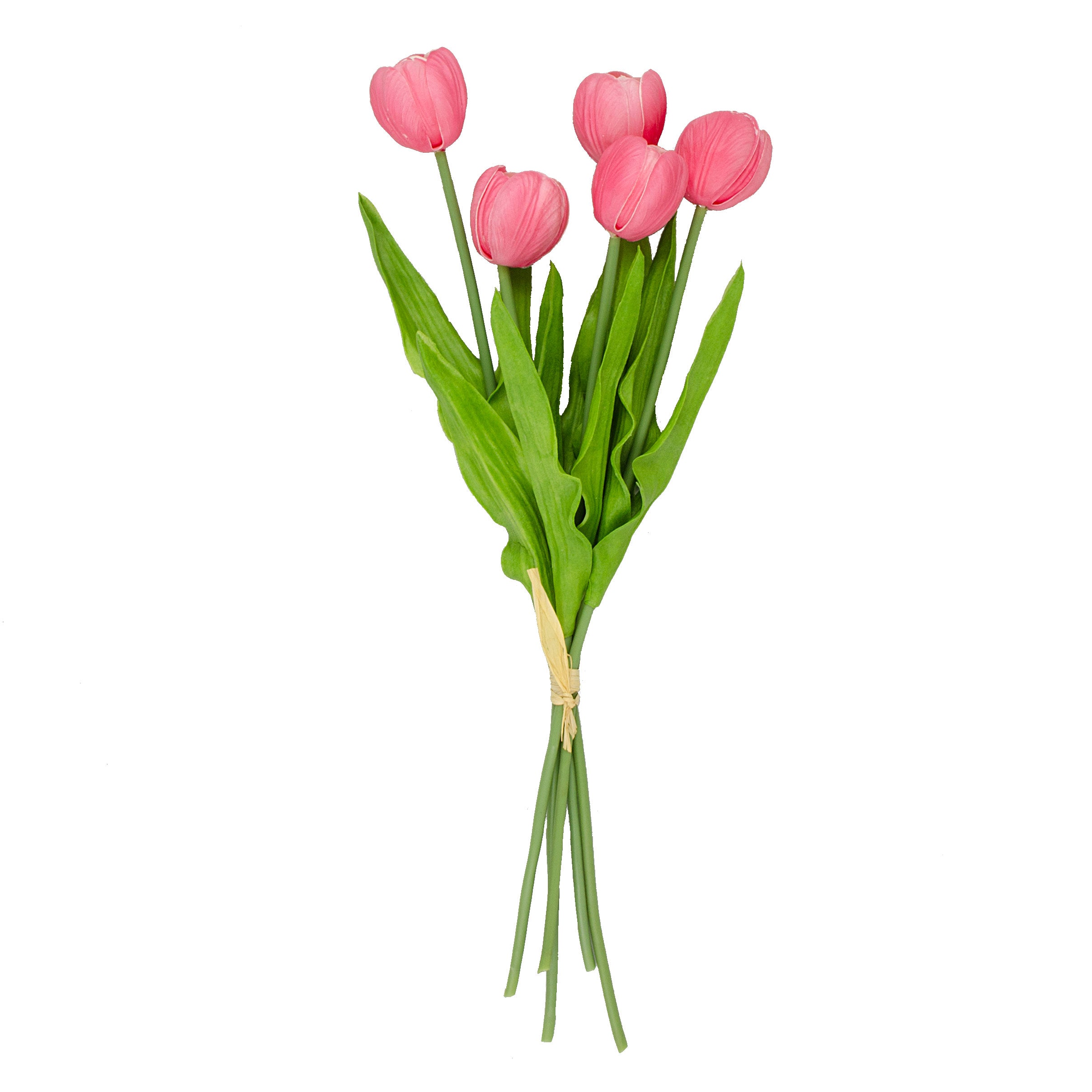 13" Realistic Touch Tulip Bouquet: Hot Pink (5) detail photo 4