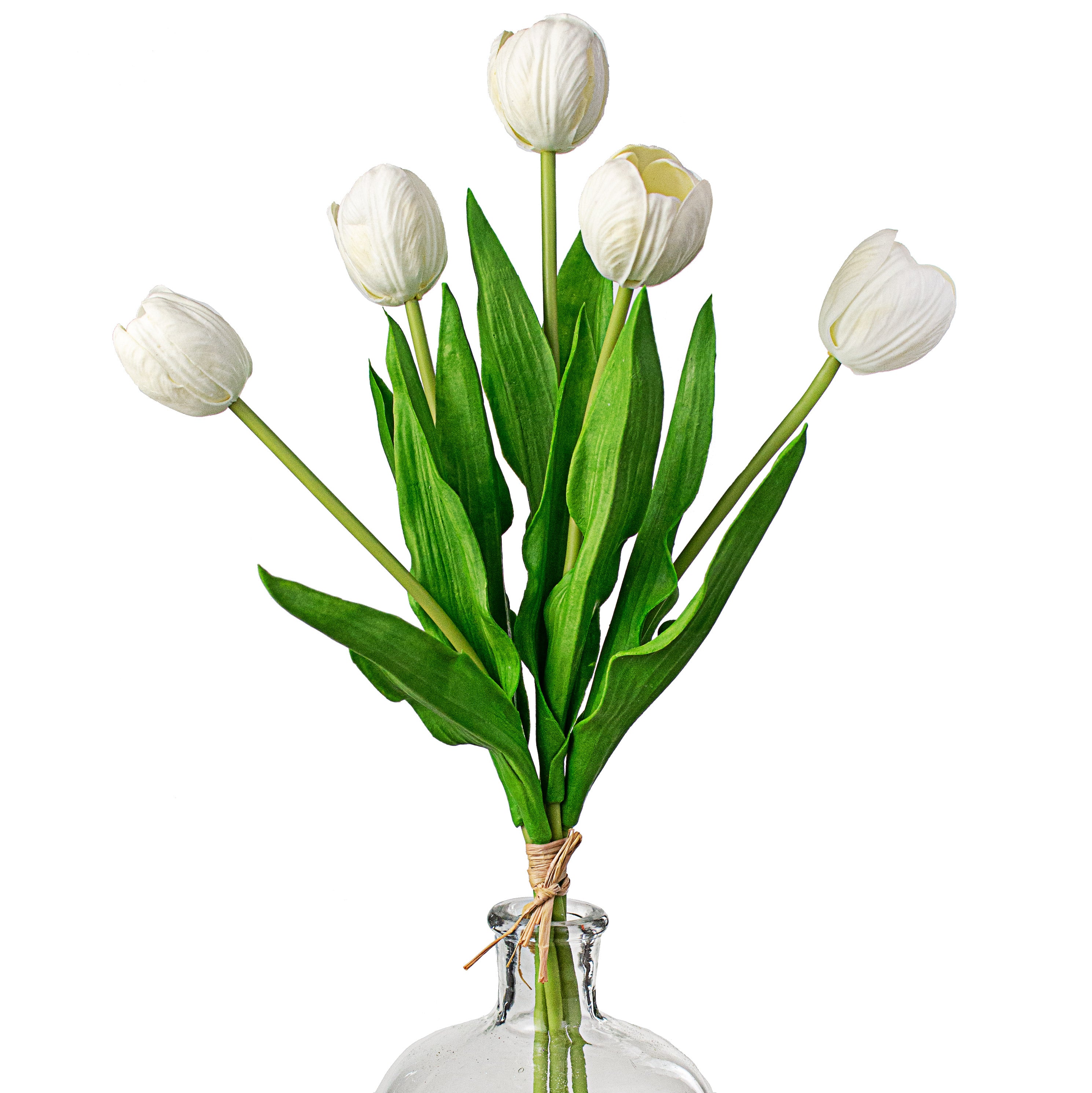 13" Realistic Touch Tulip Bouquet: White (5) Item Number: 2260018WH