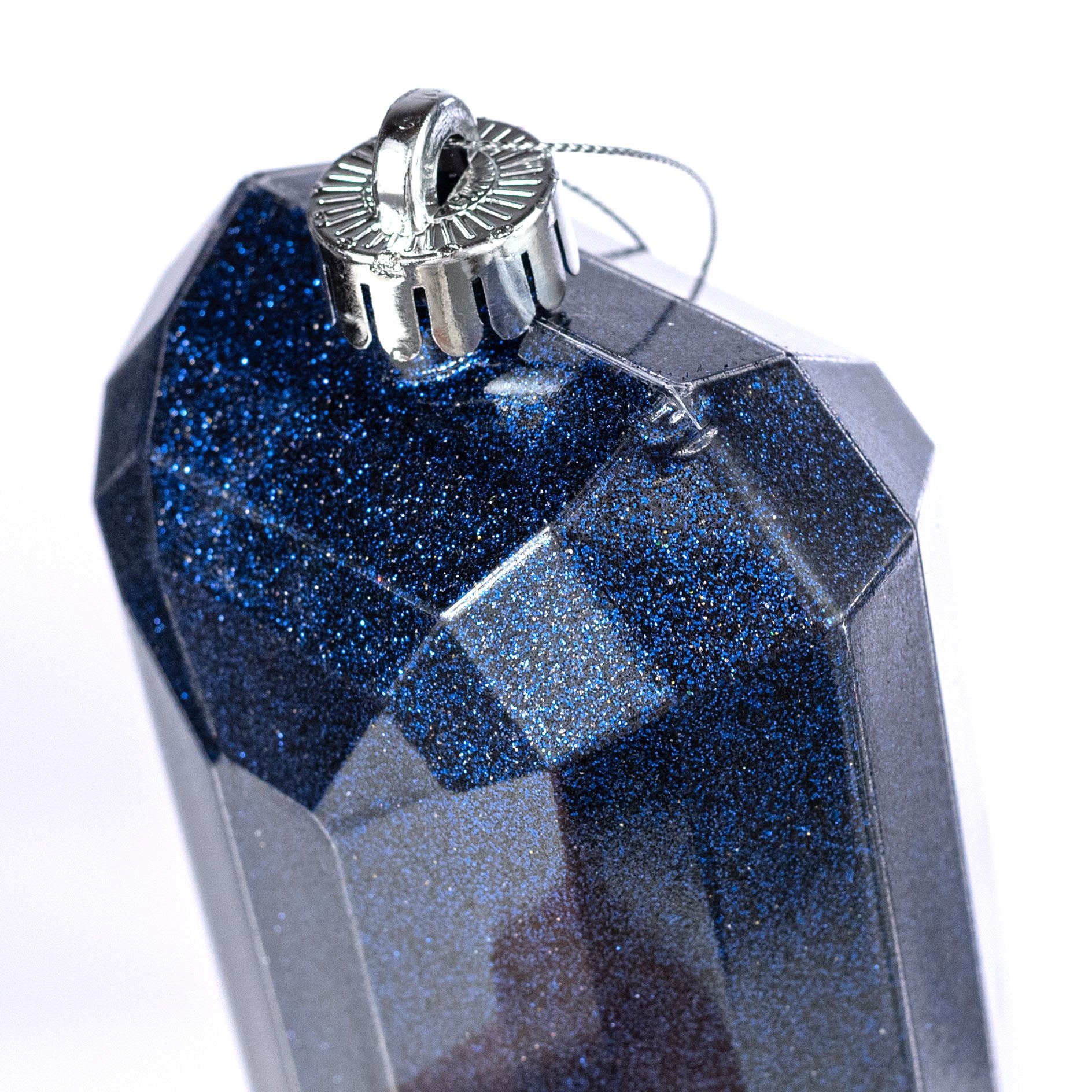 7" Rectangle Gem Ornament: Glitter Inside Navy Blue detail photo 3