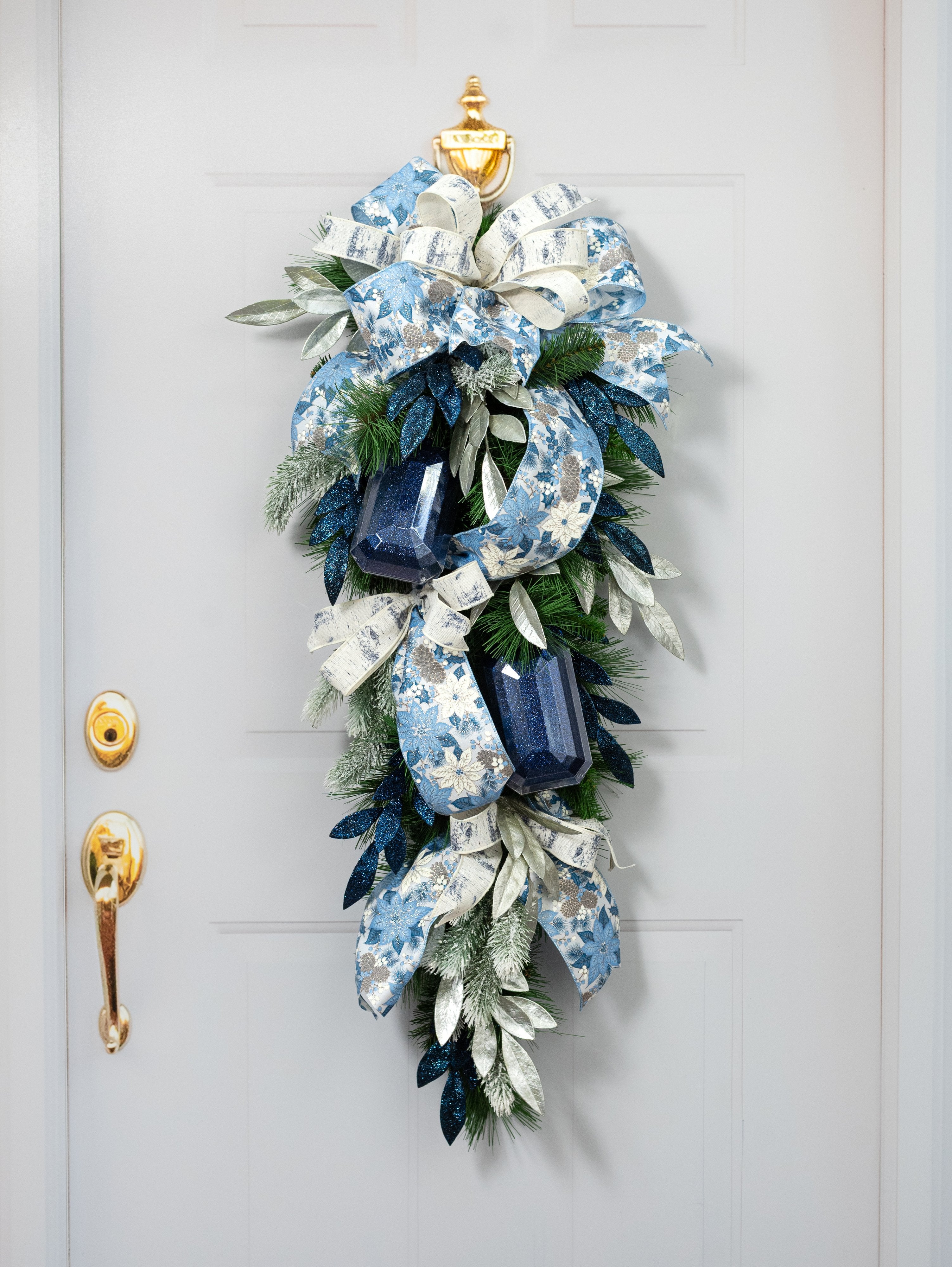 7" Rectangle Gem Ornament: Glitter Inside Navy Blue detail photo 4
