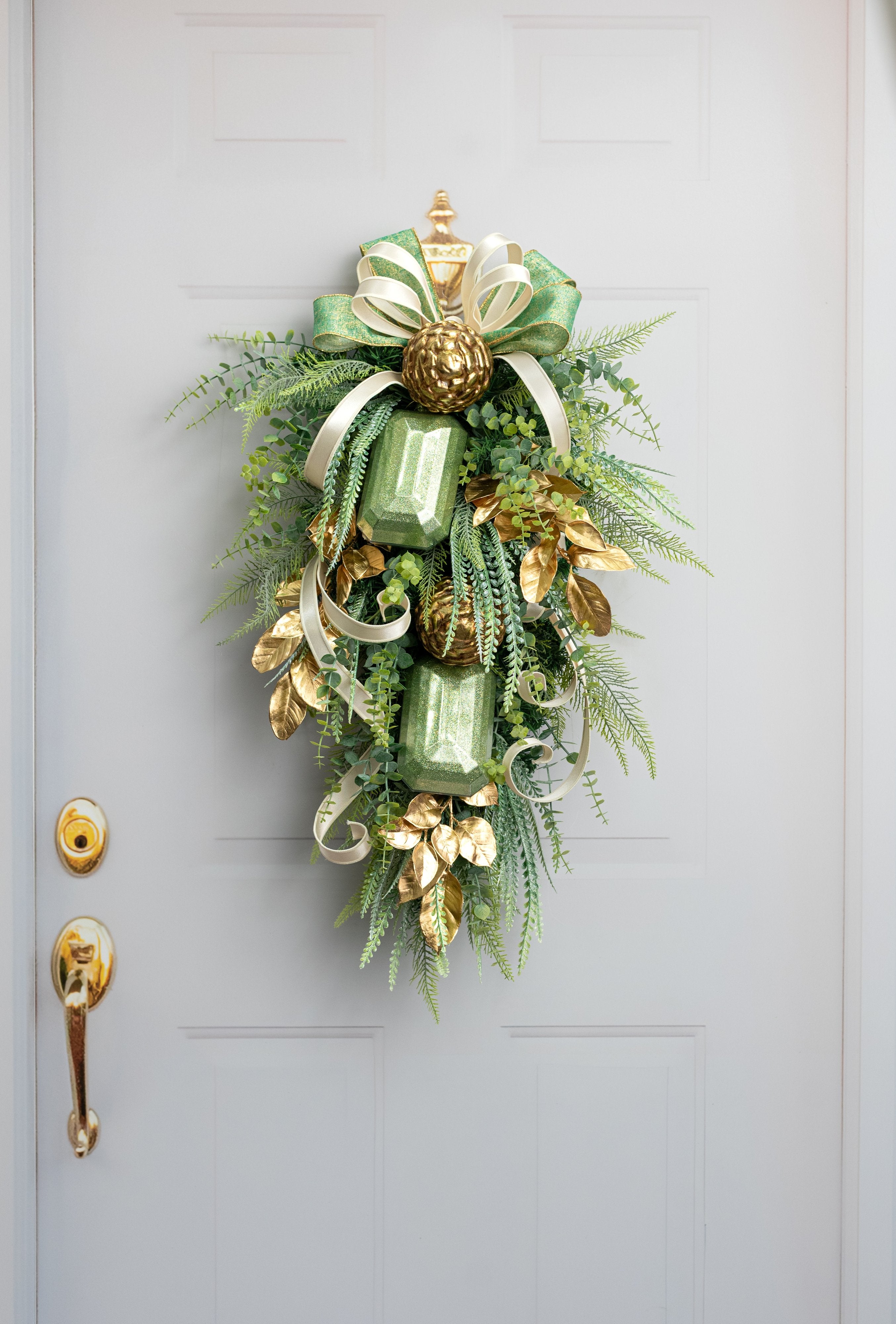 7" Rectangle Gem Ornament: Glitter Inside Sage Green detail photo 4
