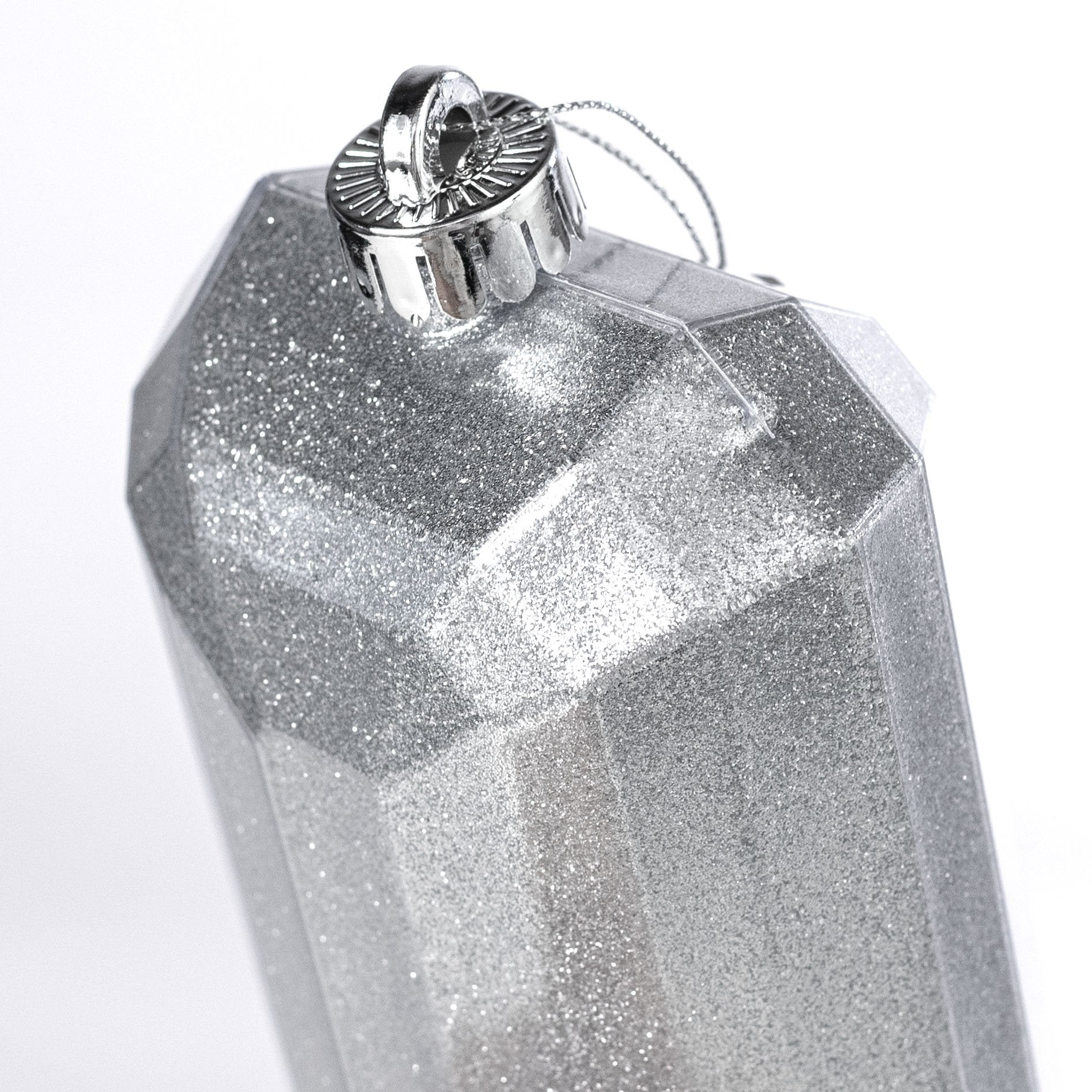 7" Rectangle Gem Ornament: Glitter Inside Silver detail photo 3