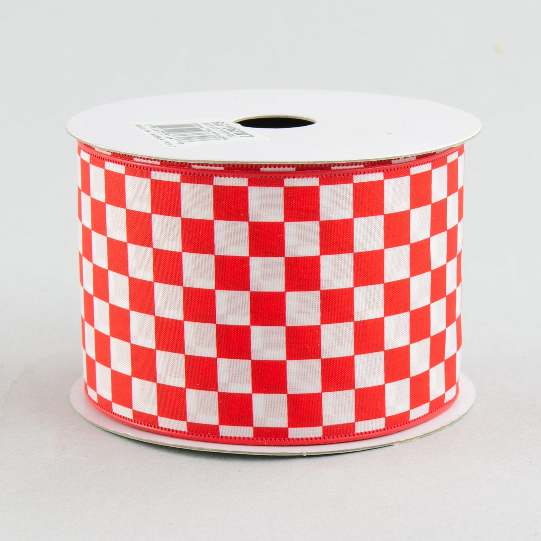 2.5" Red and White Check Ribbon (10 Yards)
