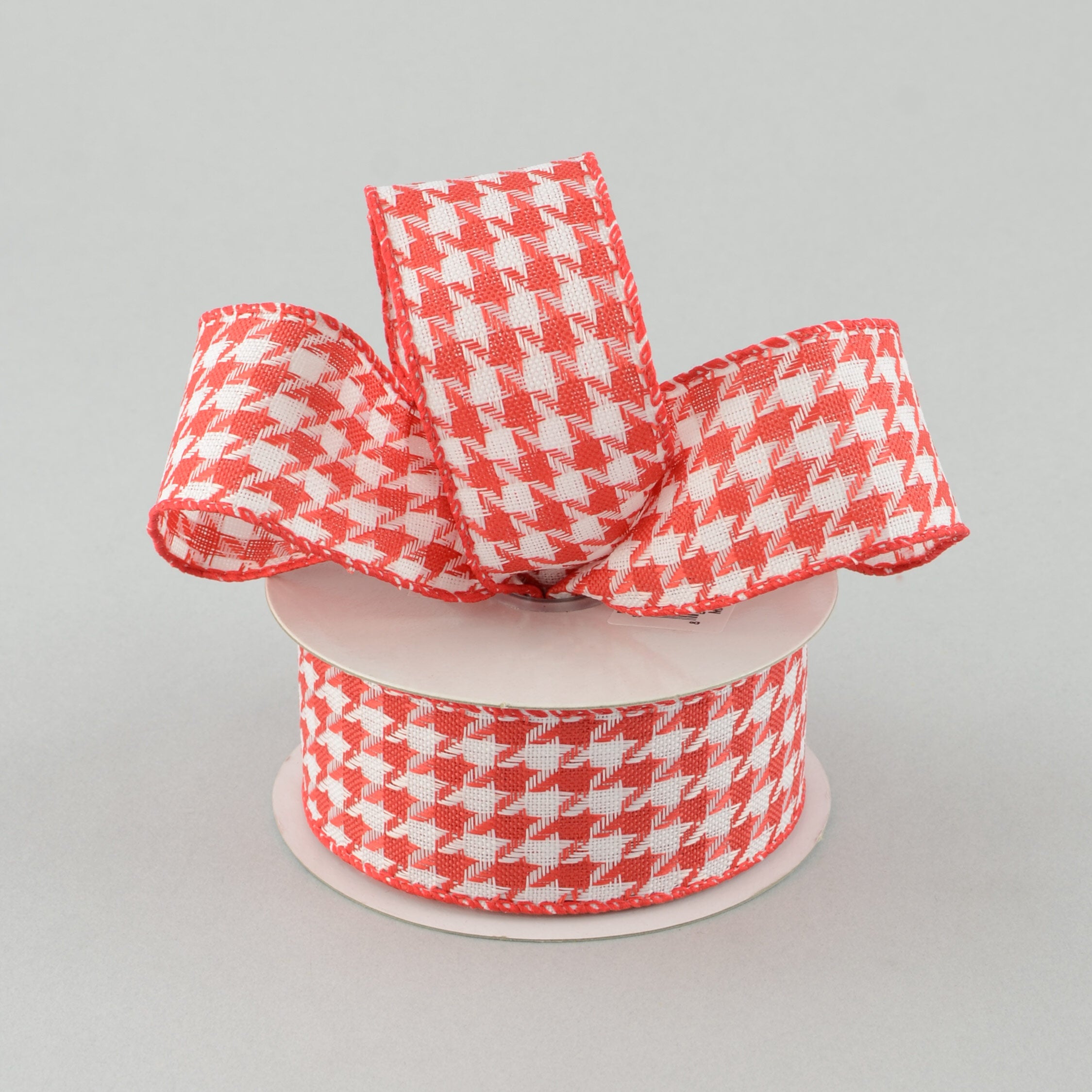 1.5" Red & White Houndstooth Ribbon (10 Yards) Lifestyle Photo