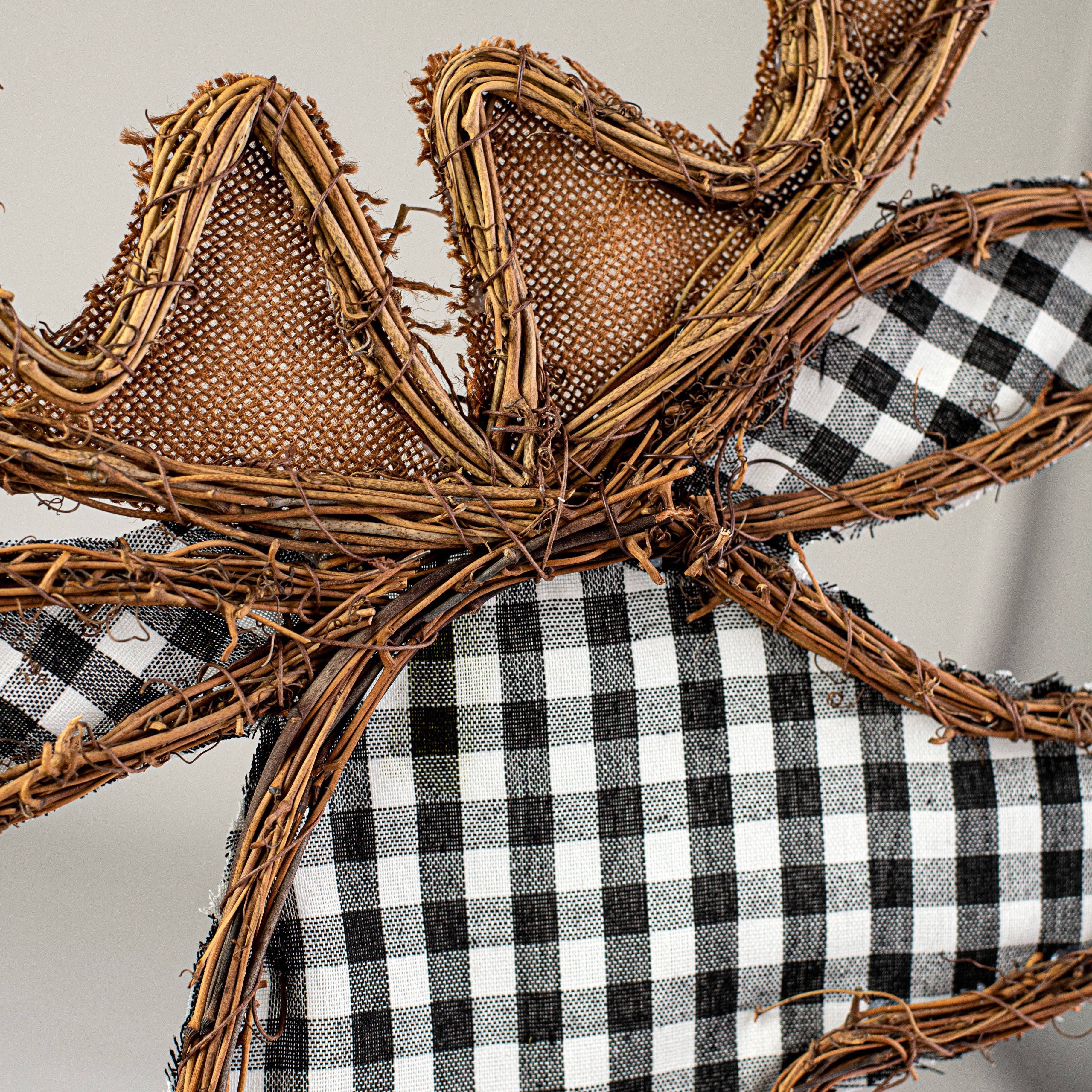 28" Reindeer Head Grapevine Twig Form detail photo 3