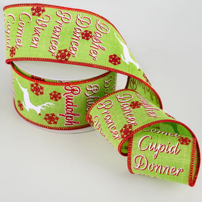 2.5" Reindeer Names Ribbon: Lime (10 Yards) Lifestyle Photo