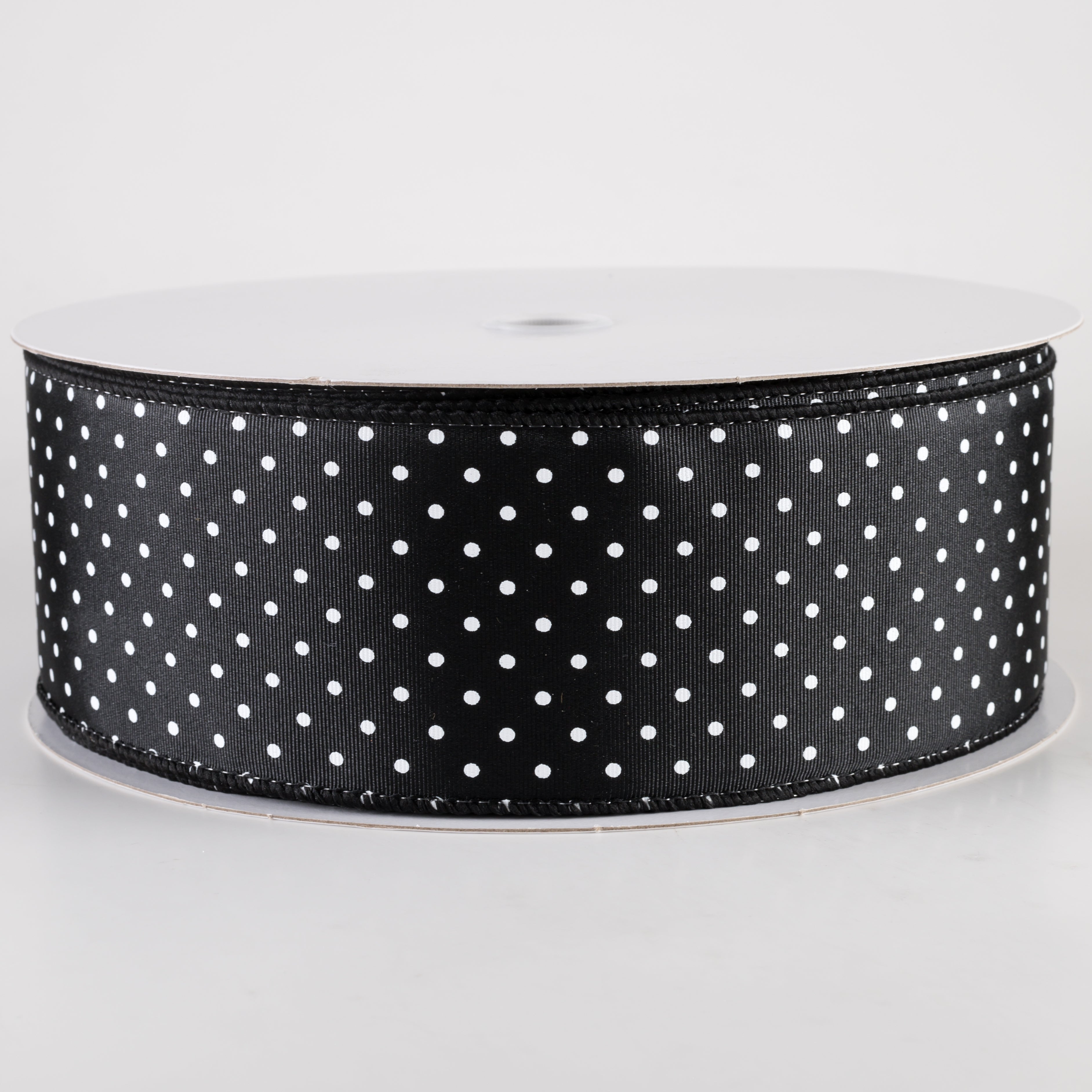 2.5" Ribbed Satin Microdots Ribbon: Black (50 Yards) Item Number: 841-40-447