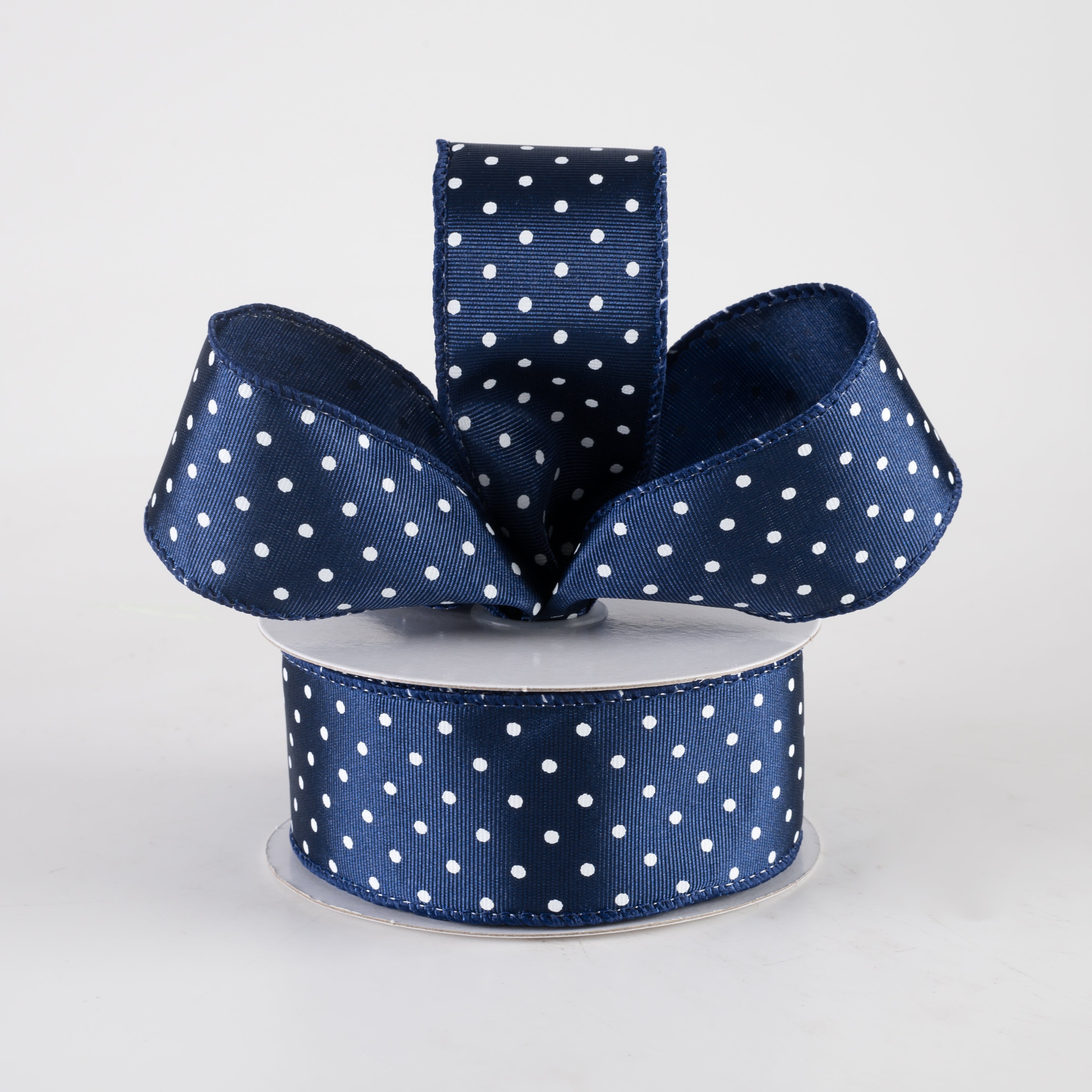 1.5" Ribbed Satin Microdots Ribbon: Navy Blue (10 Yards) Lifestyle Photo
