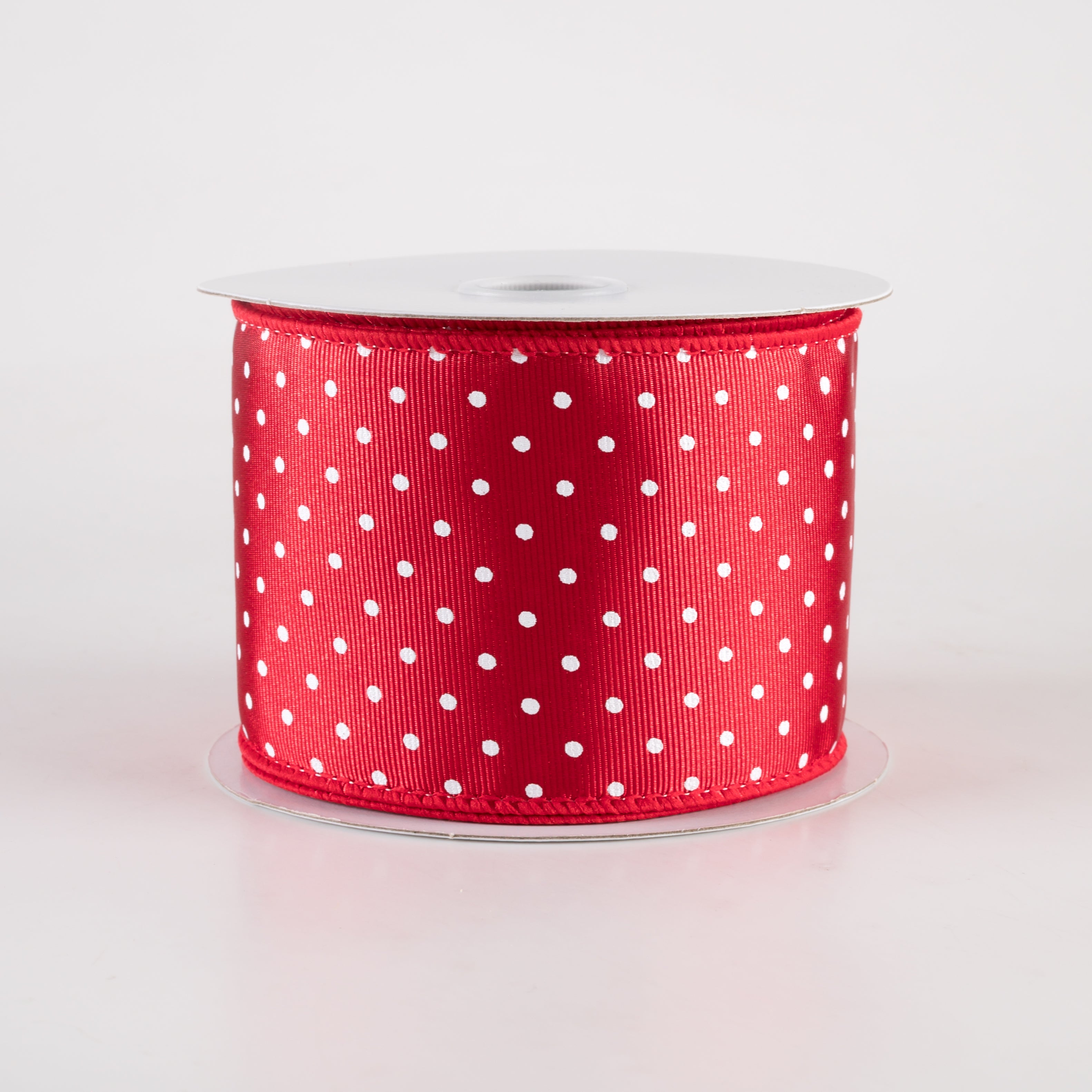 2.5" Ribbed Satin Microdots Ribbon: Red (10 Yards) Item Number: 42419-40-12