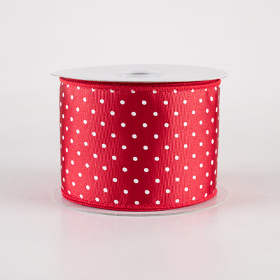2.5" Ribbed Satin Microdots Ribbon: Red (10 Yards) Item Number: 42419-40-12