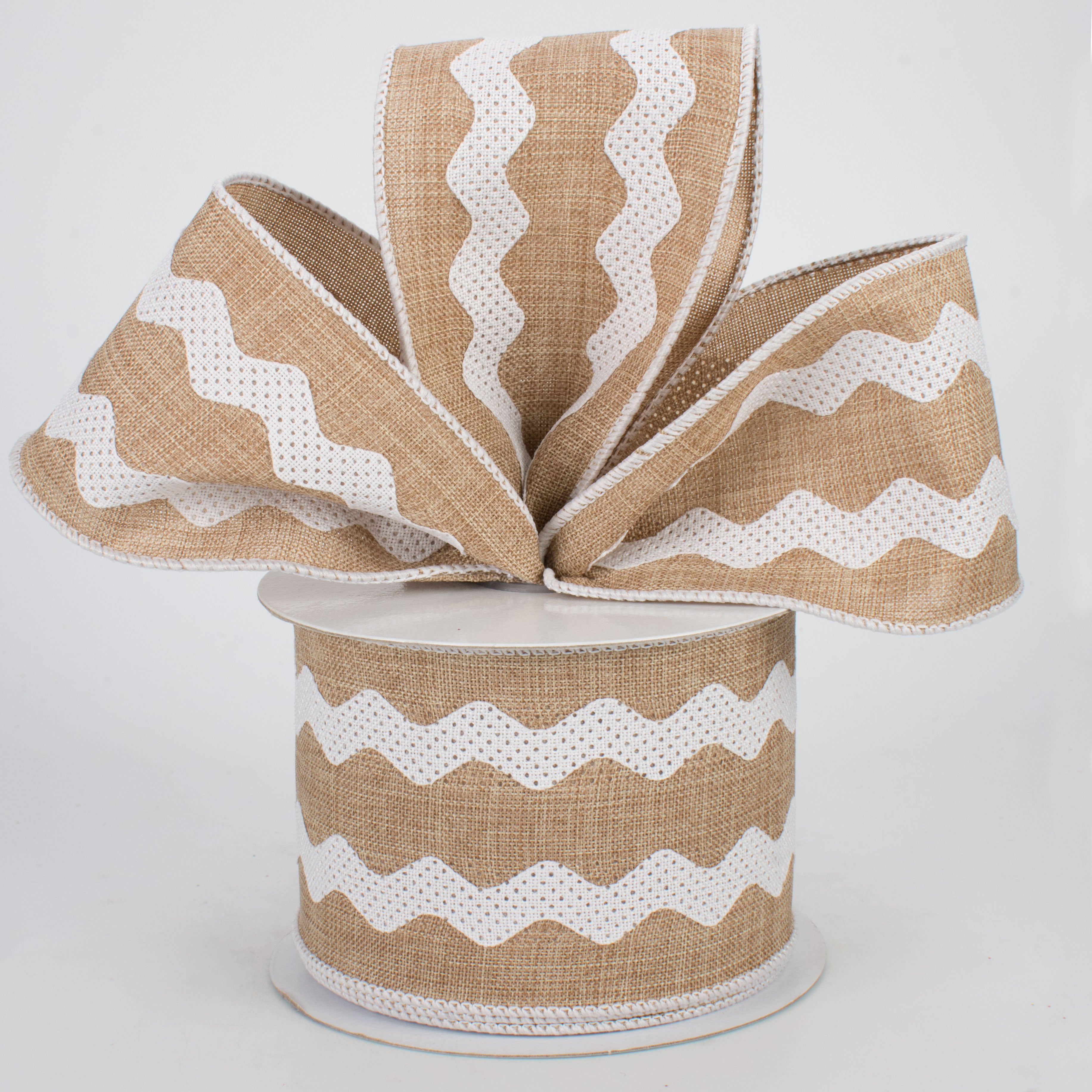 2.5" Ric Rac Ribbon: Light Beige & White (10 Yards) Lifestyle Photo