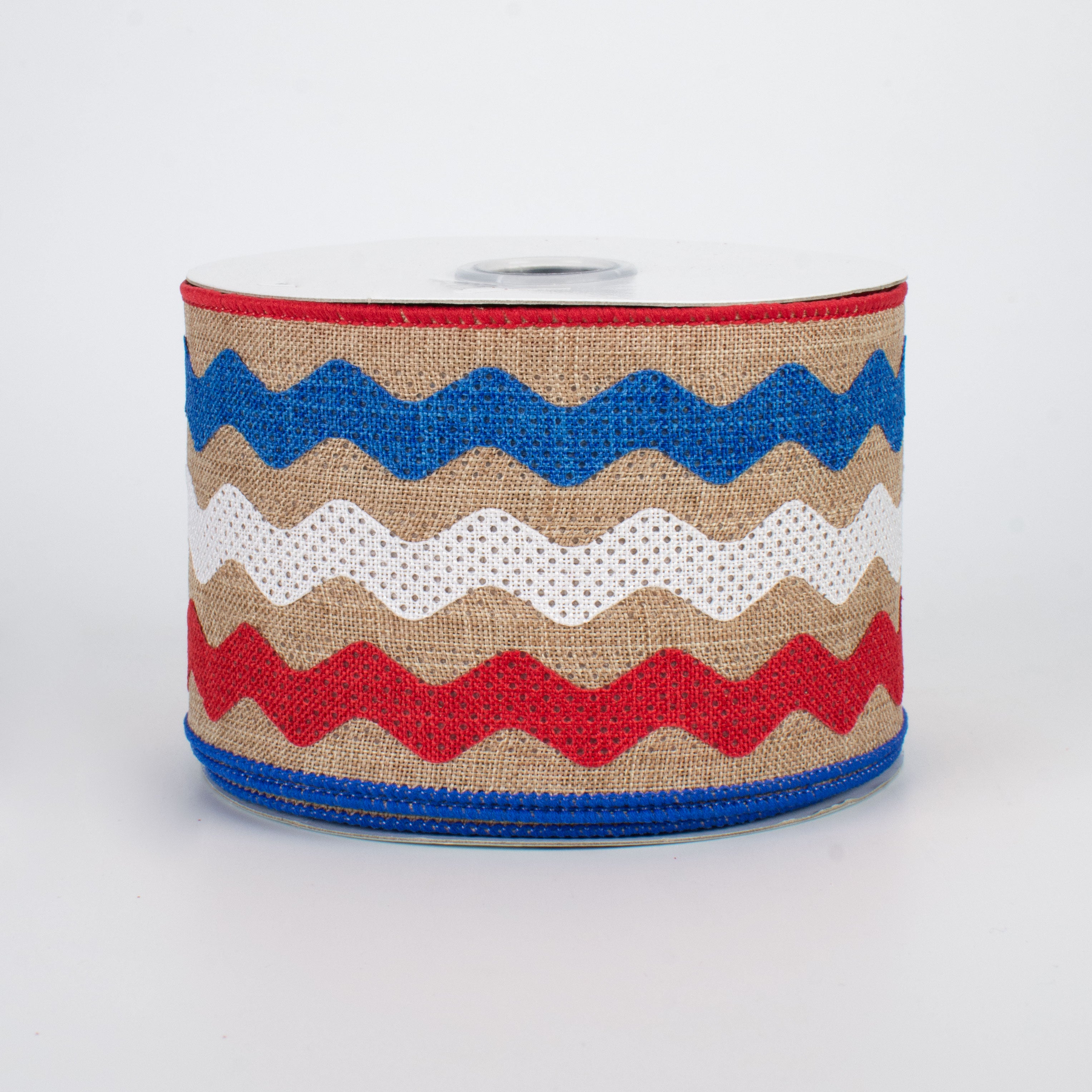 2.5" Ric Rac Ribbon: Tan & RWB (10 Yards)